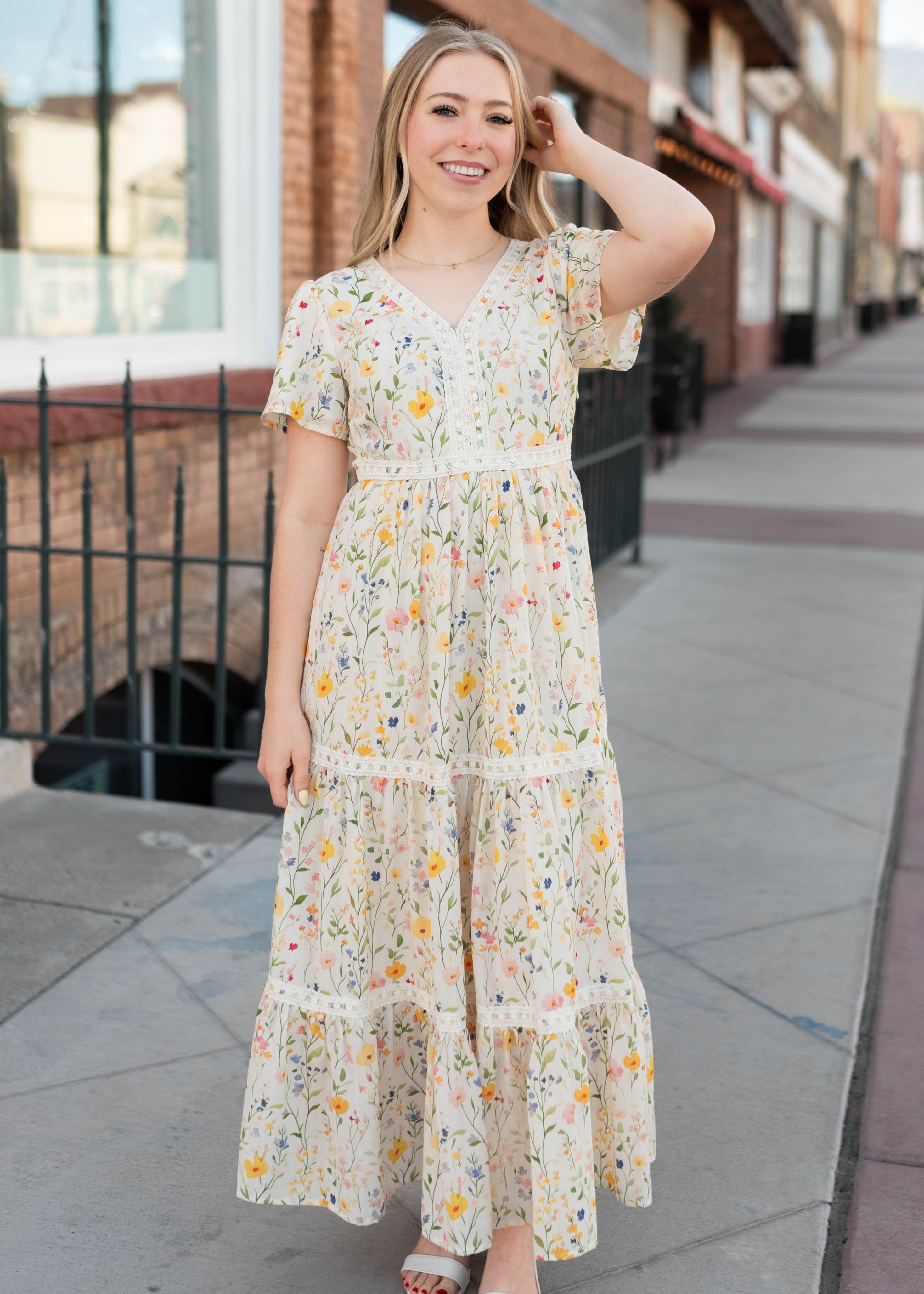 Sasha Ivory Multi Floral Dress