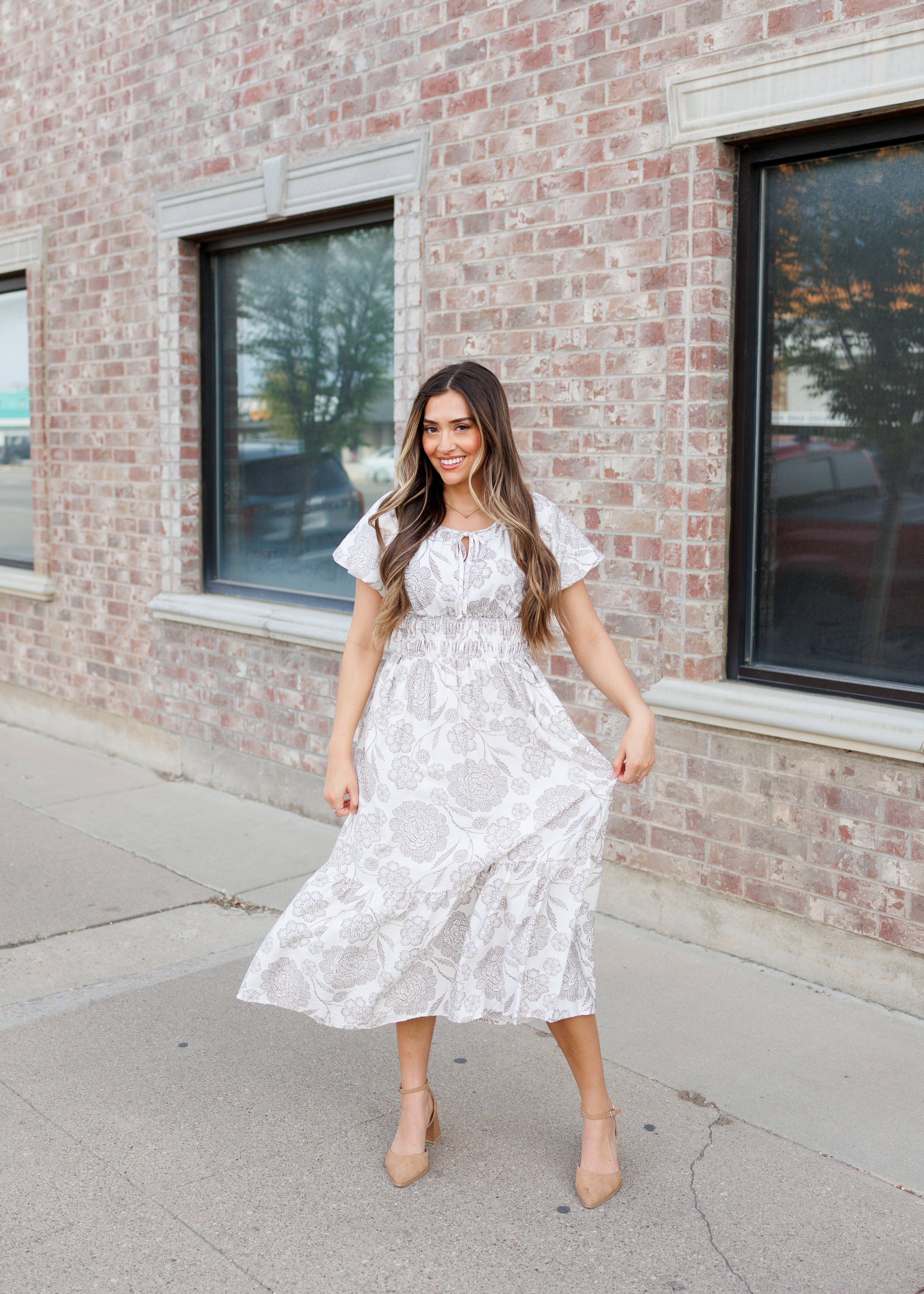 Savannah Taupe Floral Dress