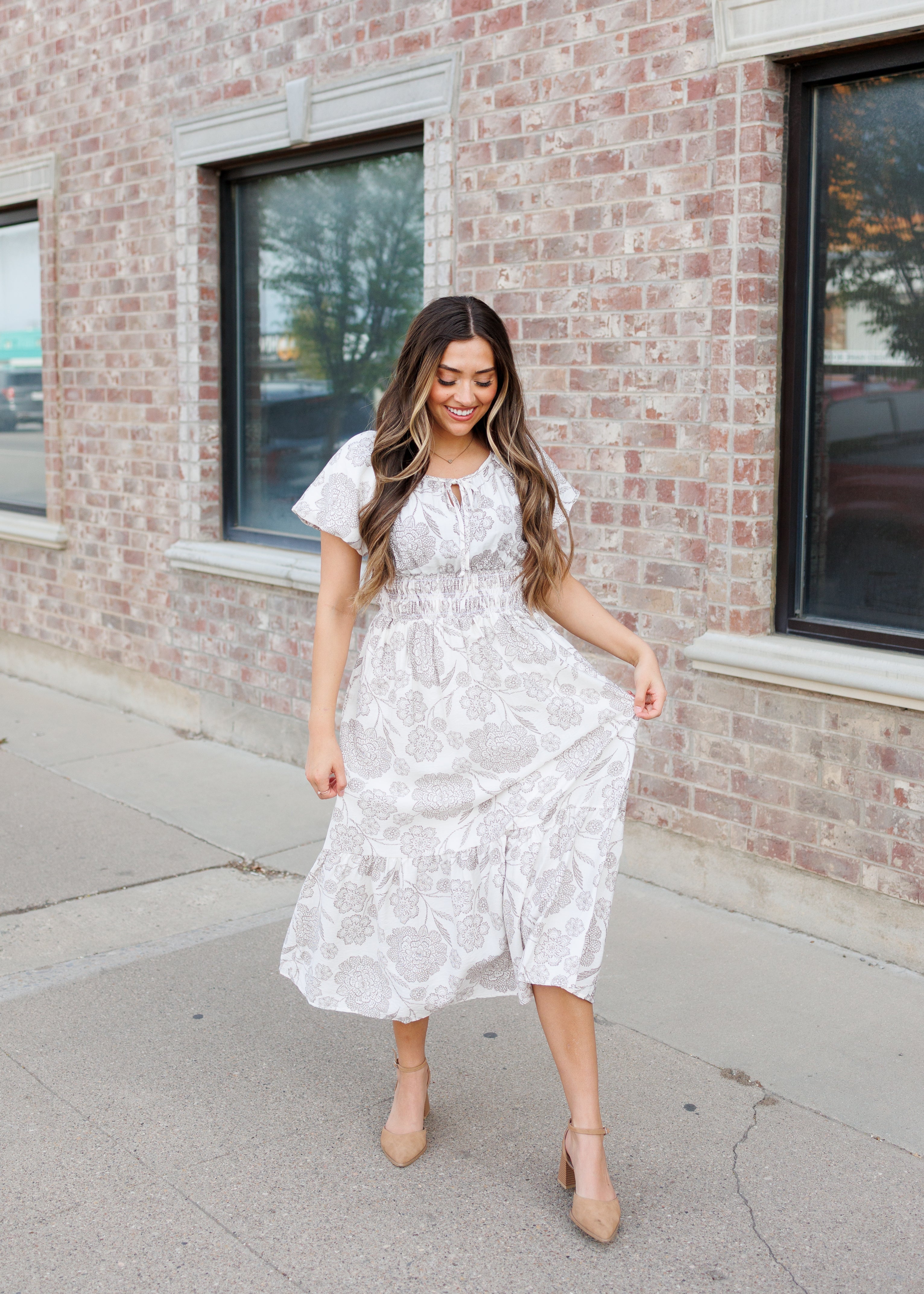 Savannah Taupe Floral Dress