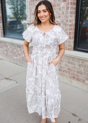 Savannah Taupe Floral Dress