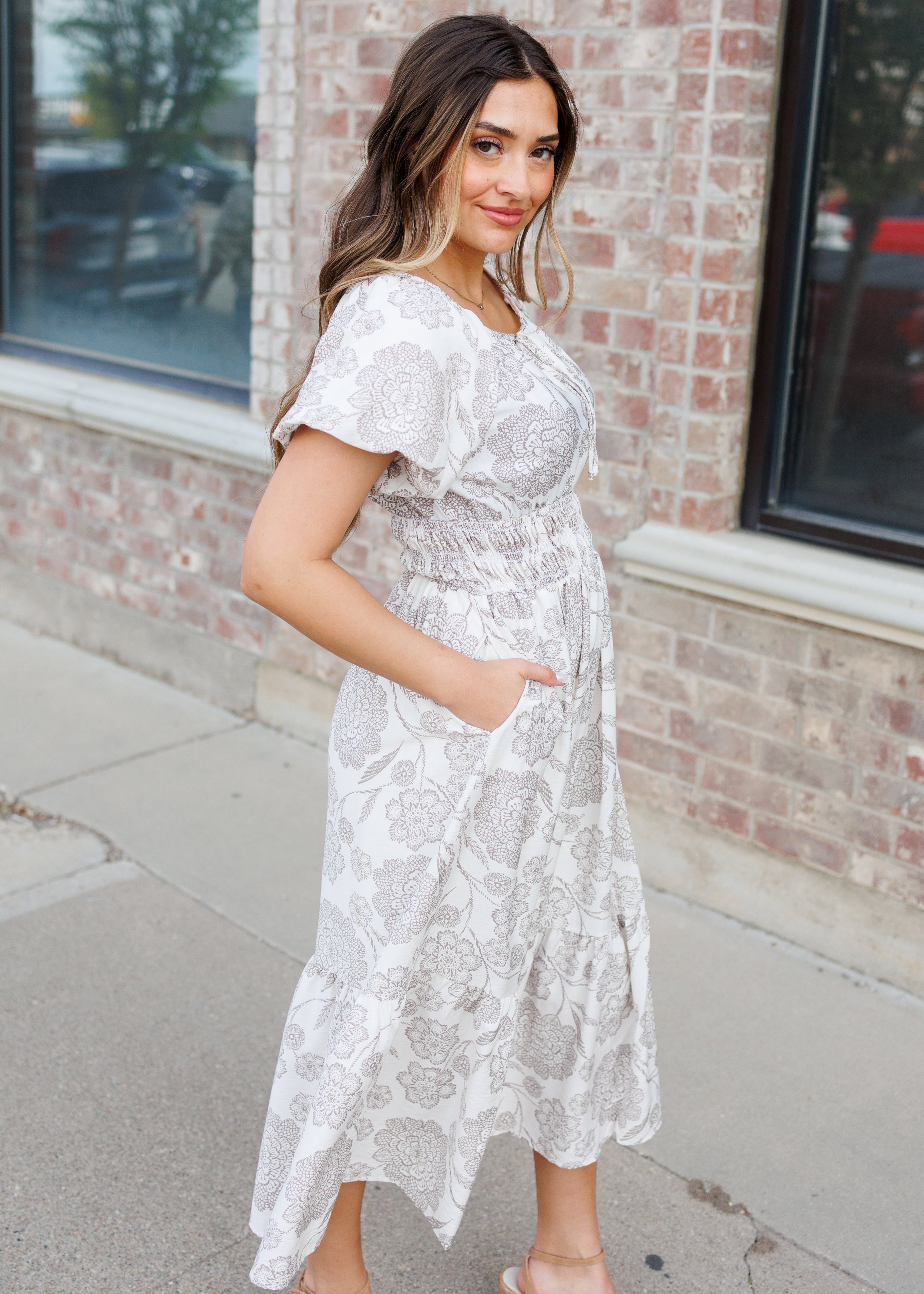 Savannah Taupe Floral Dress