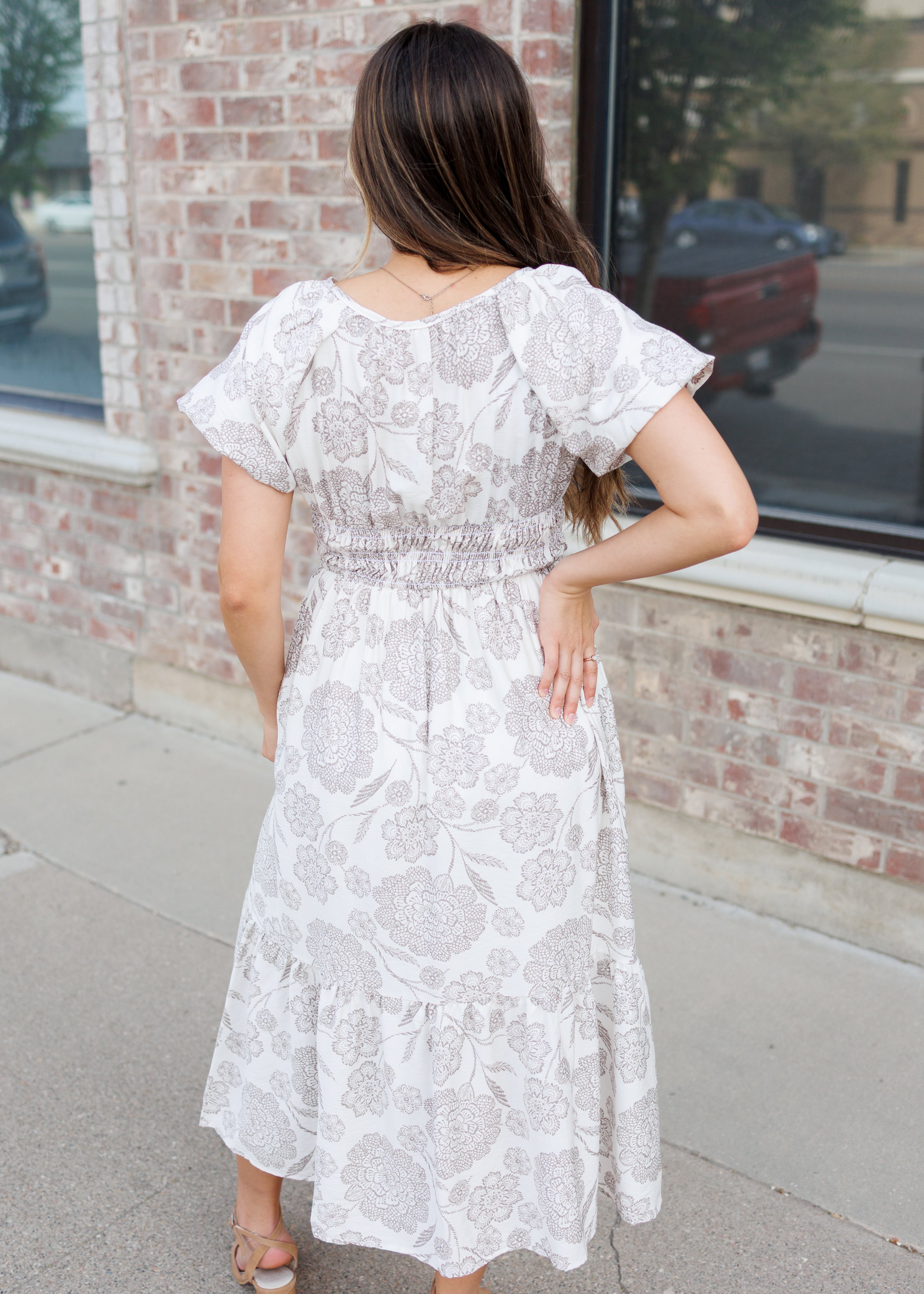 Savannah Taupe Floral Dress