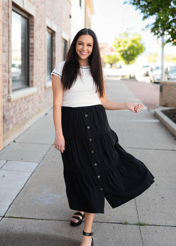 Saylor Black Button Up Skirt