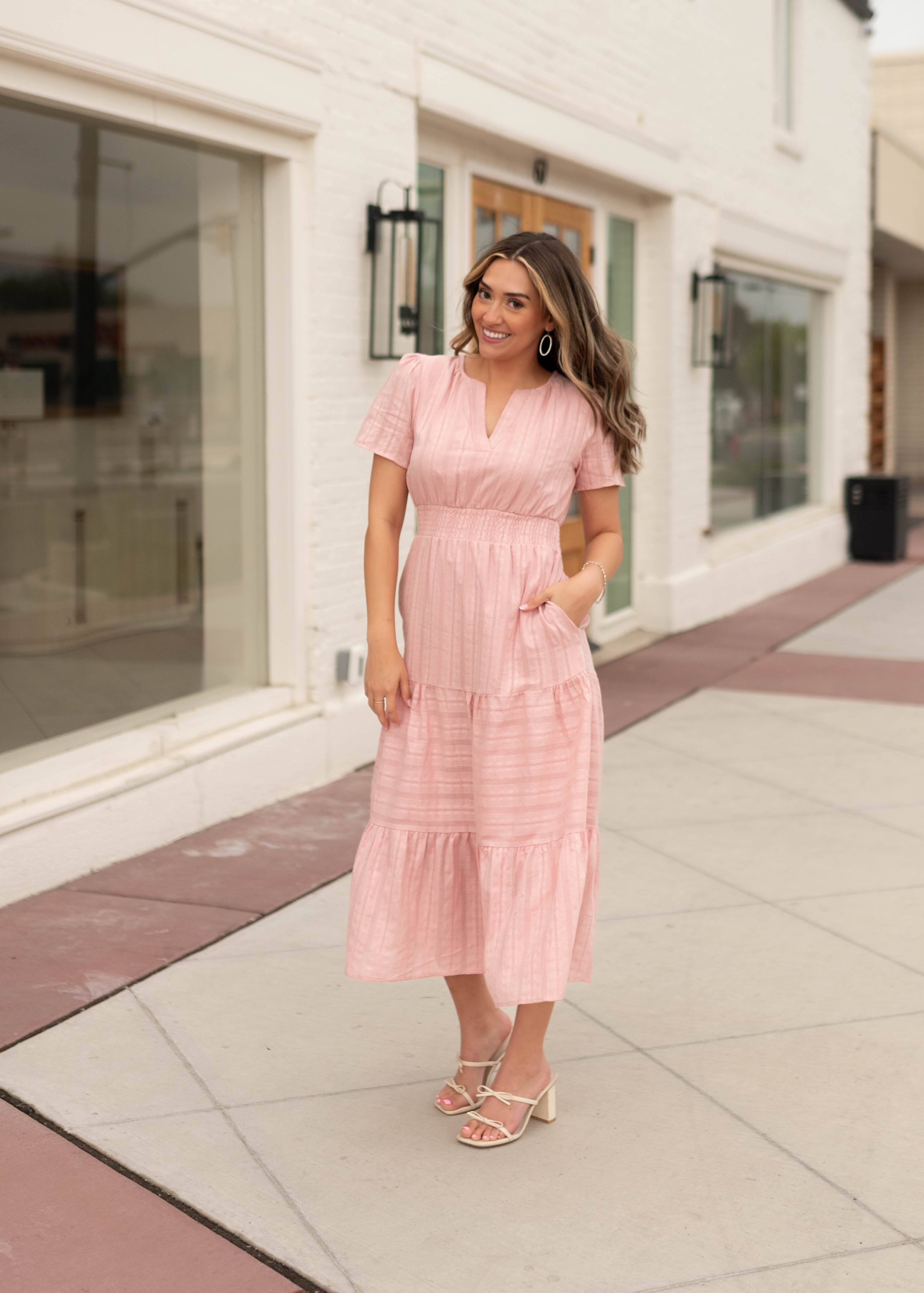 Selah Light Pink Tiered Dress