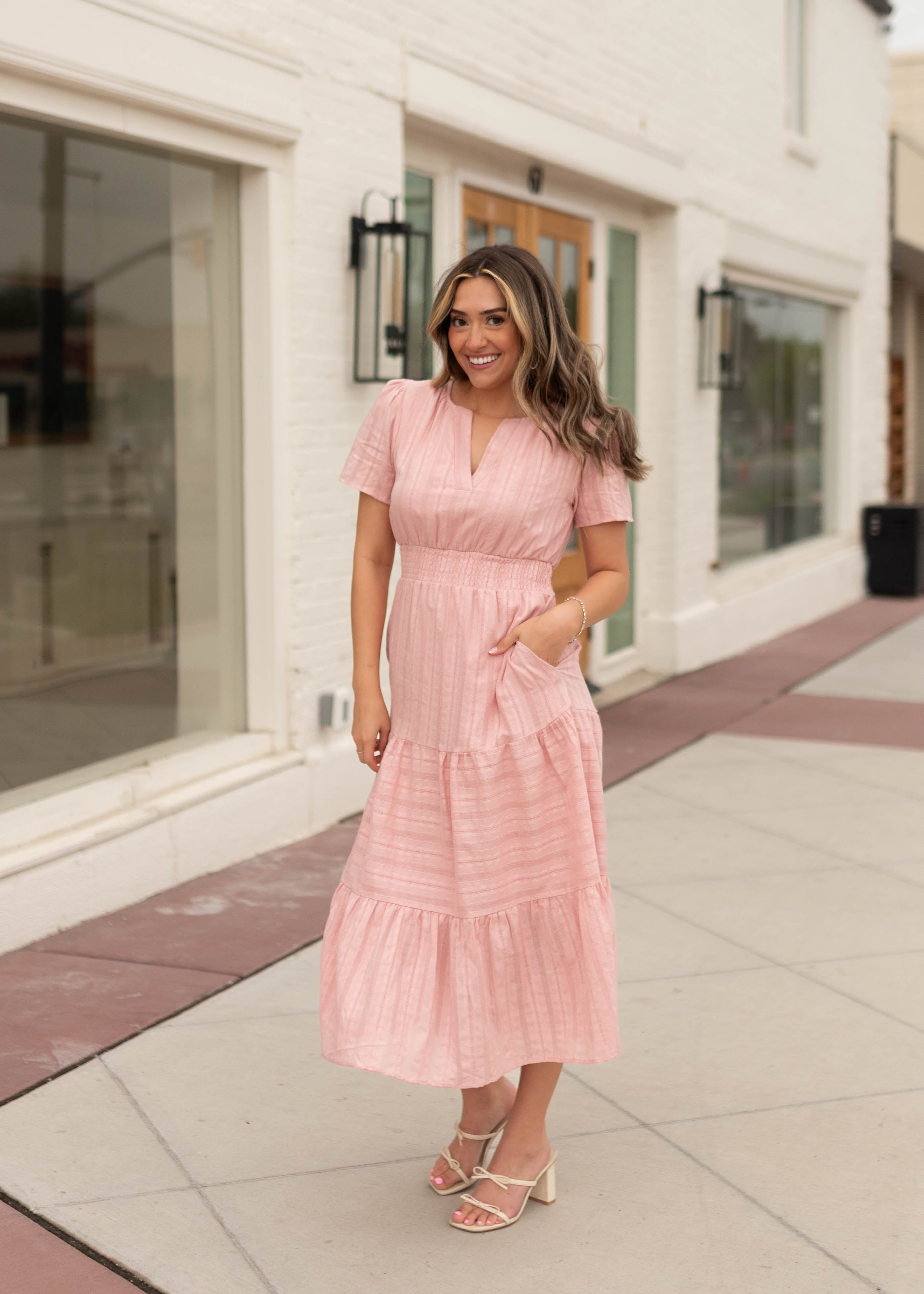 Selah Light Pink Tiered Dress