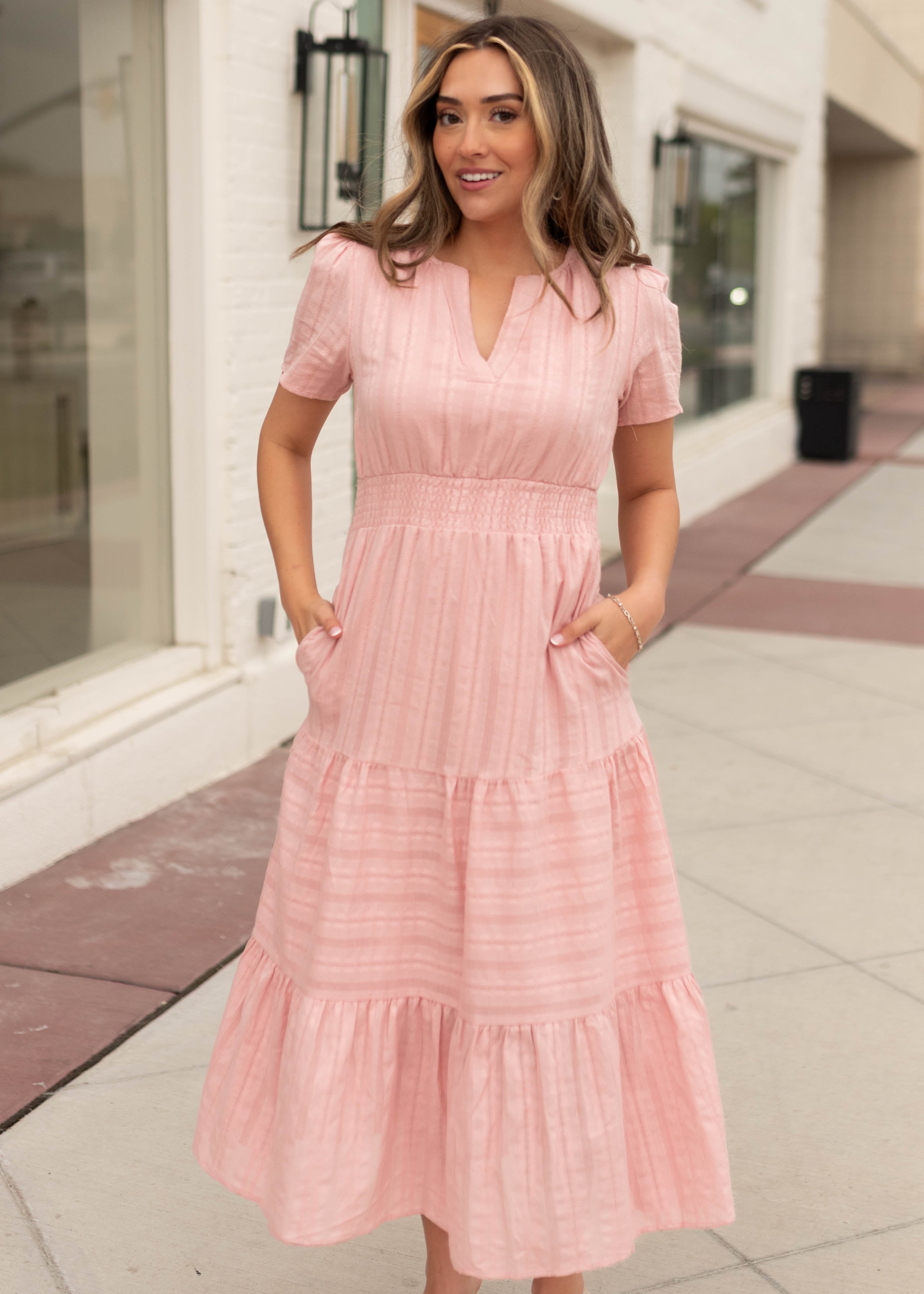 Selah Light Pink Tiered Dress