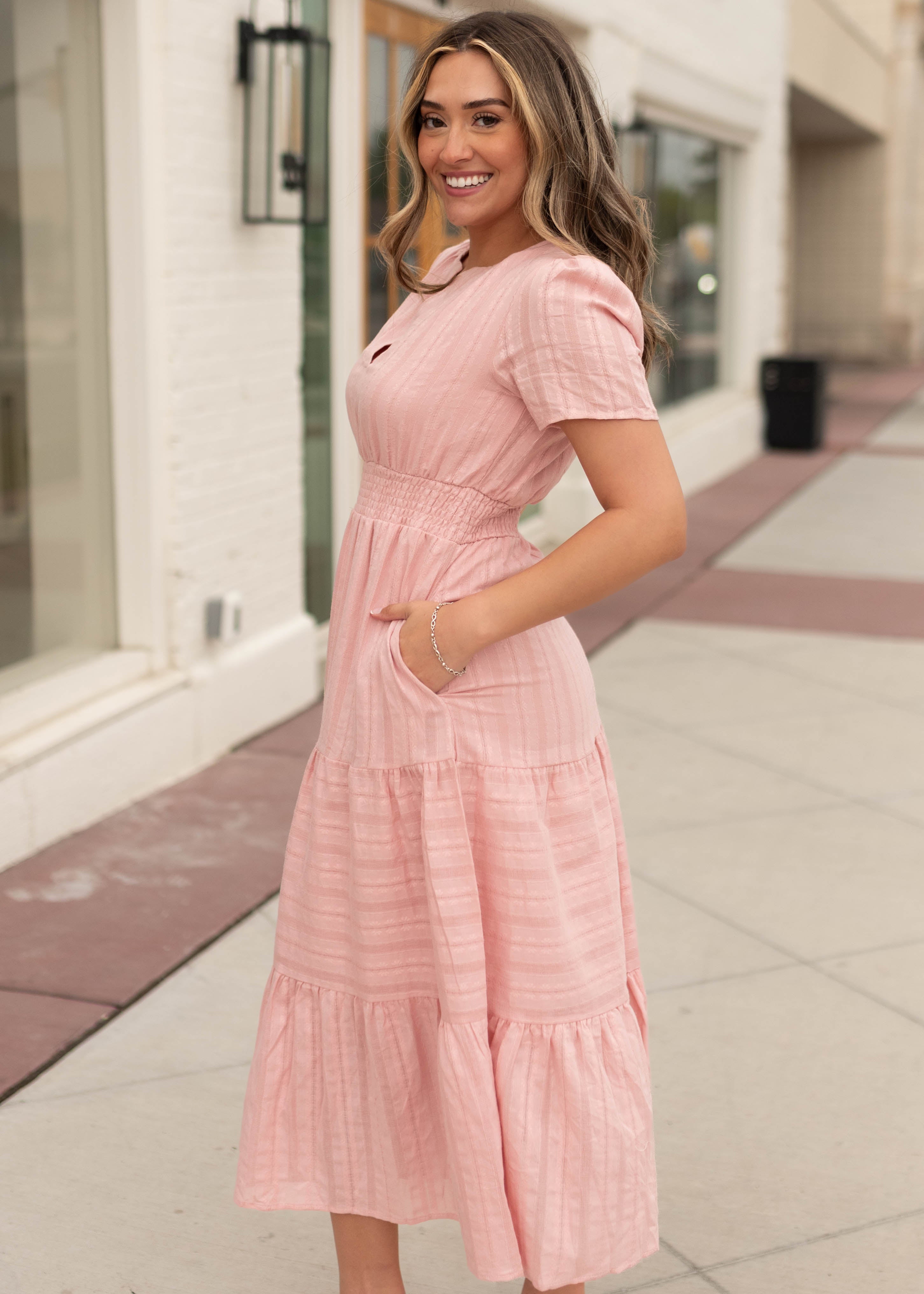 Selah Light Pink Tiered Dress