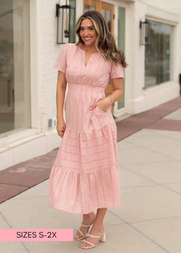 Selah Light Pink Tiered Dress