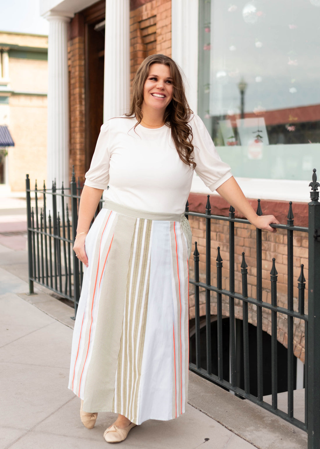 Skylar Green Striped Skirt
