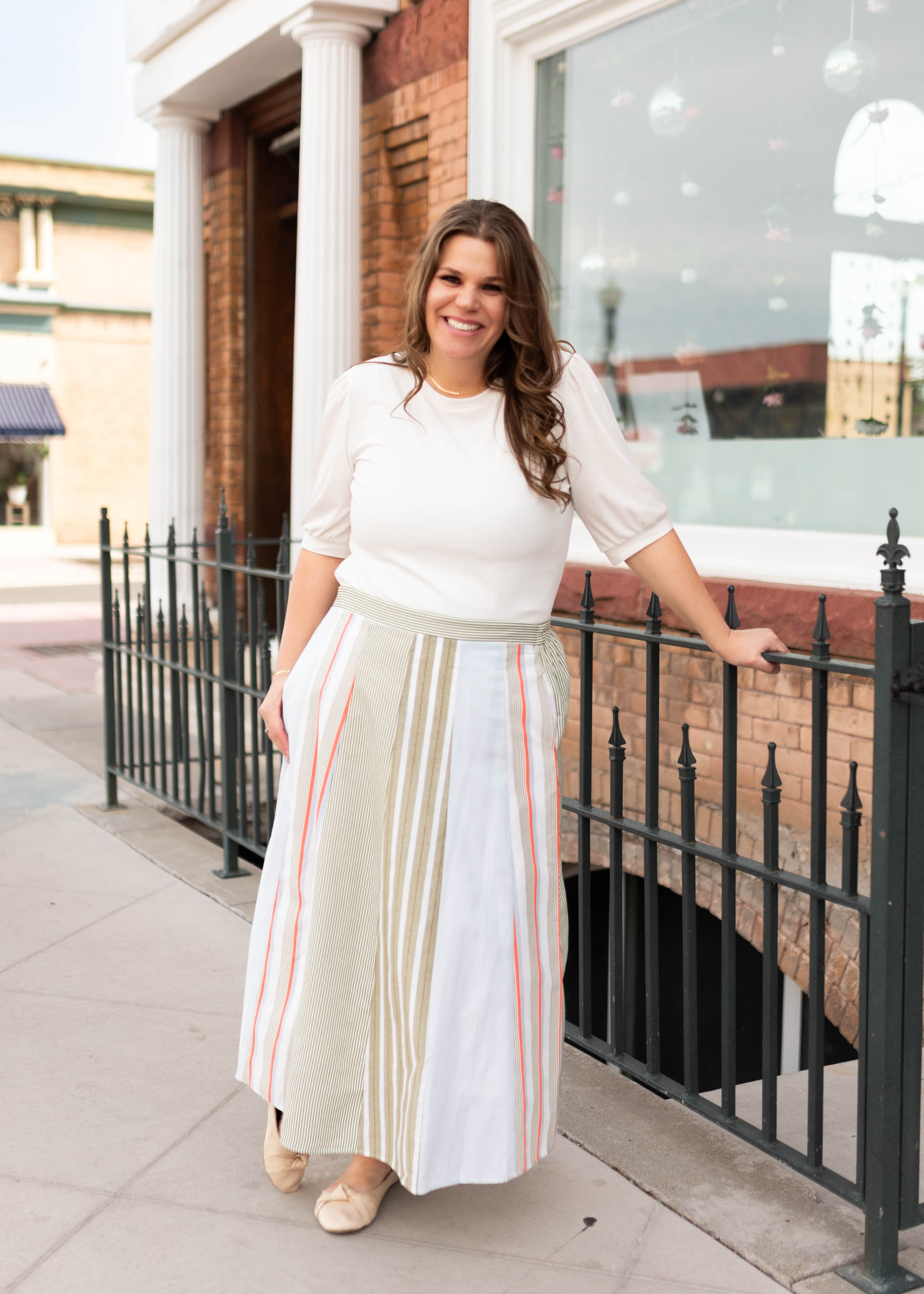 Skylar Green Striped Skirt
