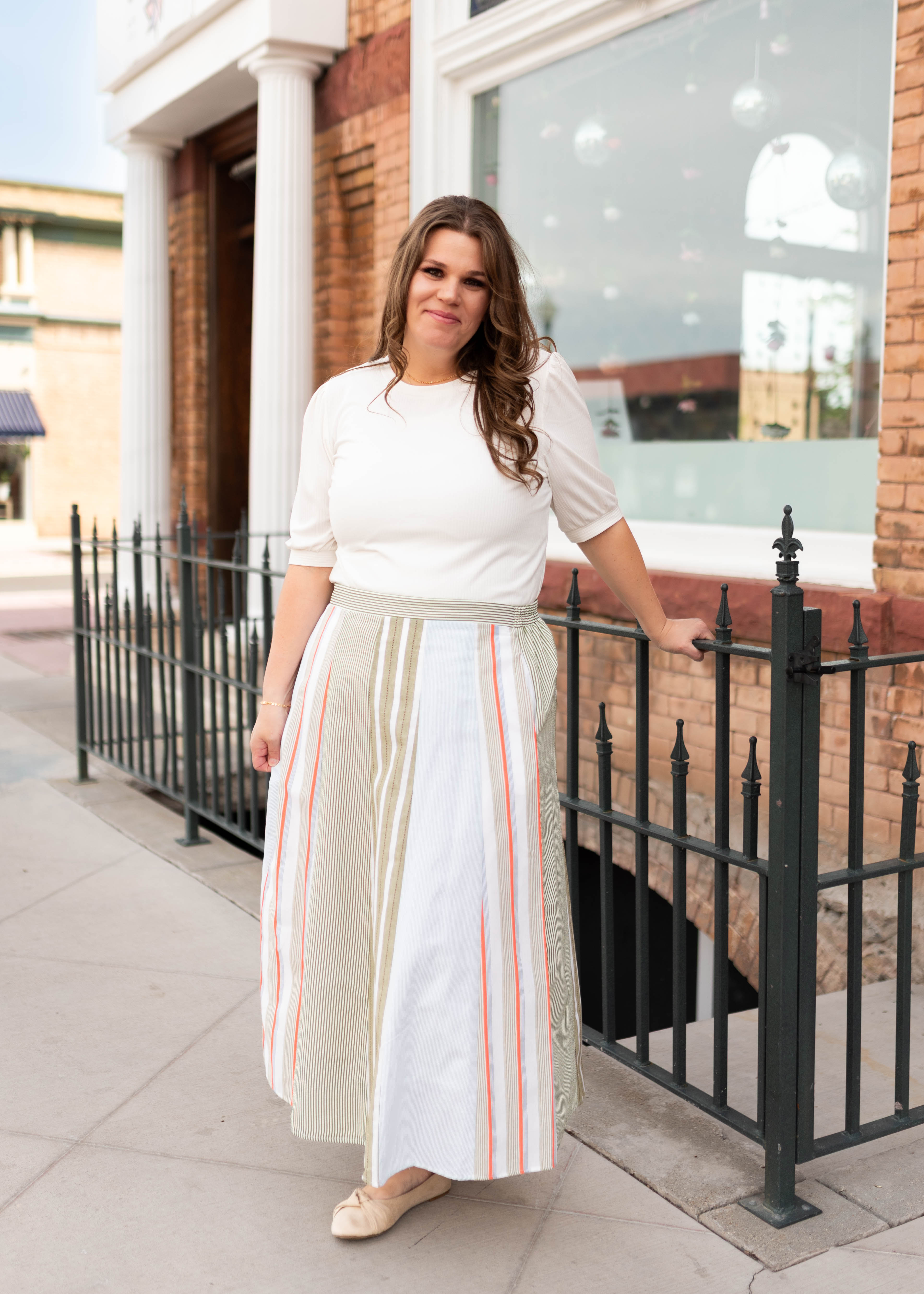 Skylar Green Striped Skirt