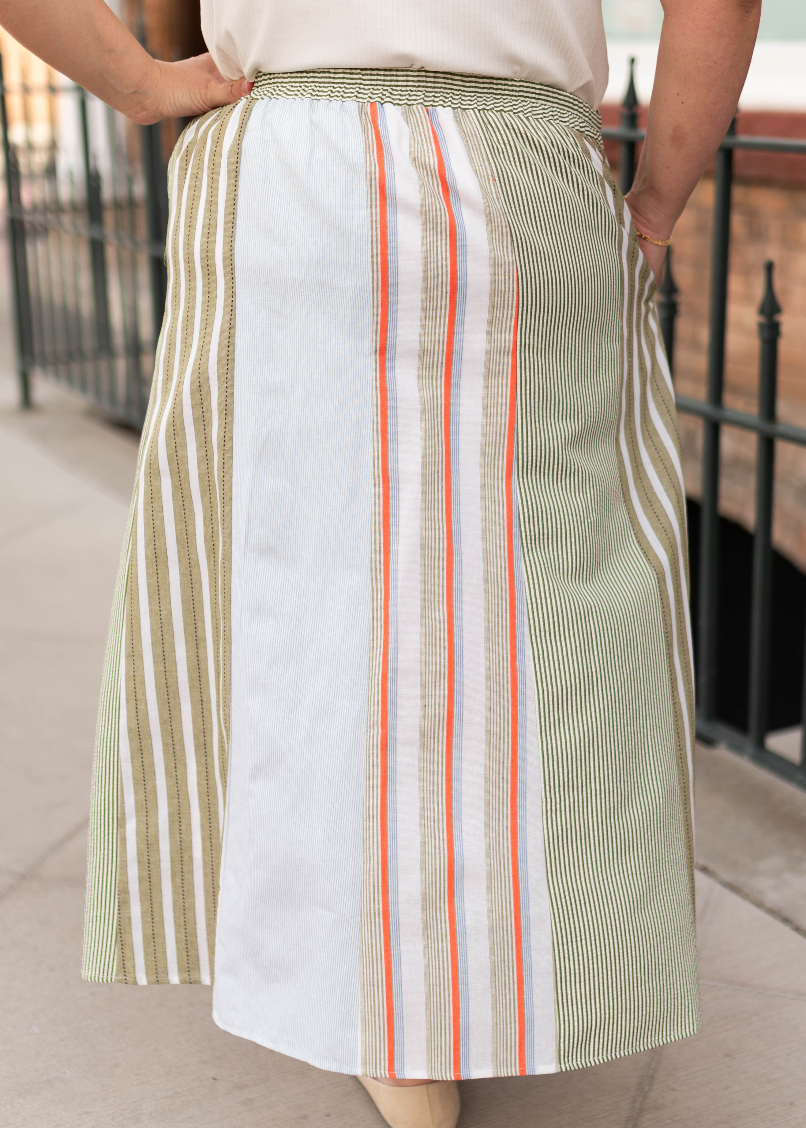 Skylar Green Striped Skirt