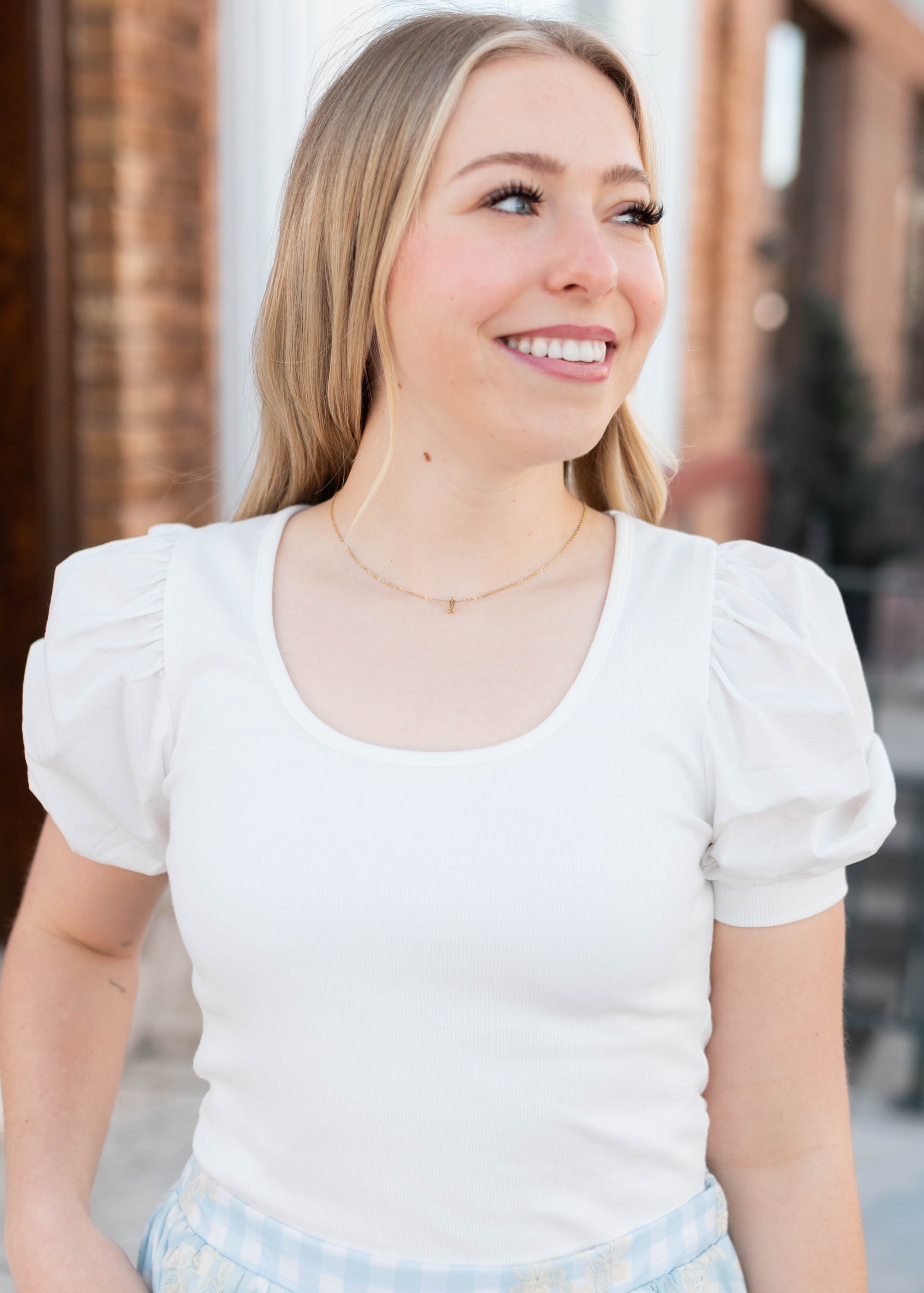 Sofia White Ribbed Top