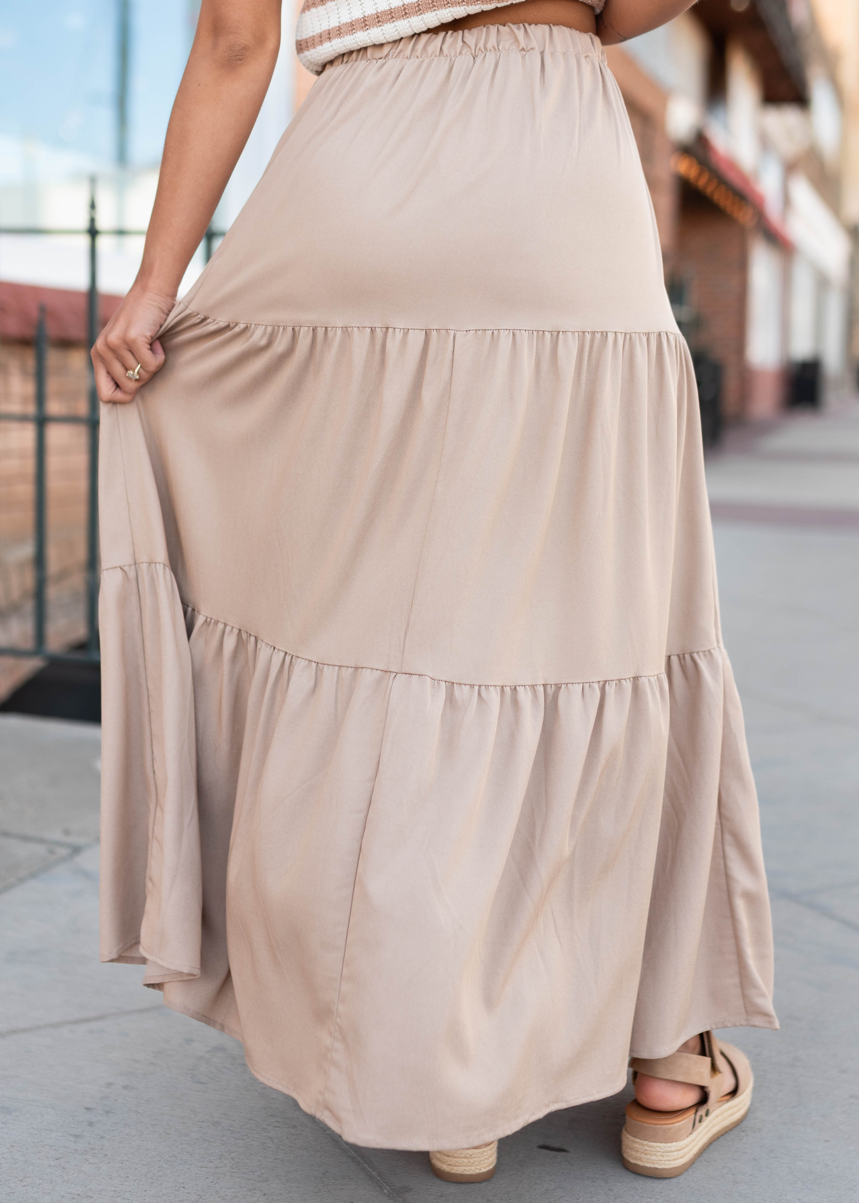 Stella Taupe Tiered Skirt