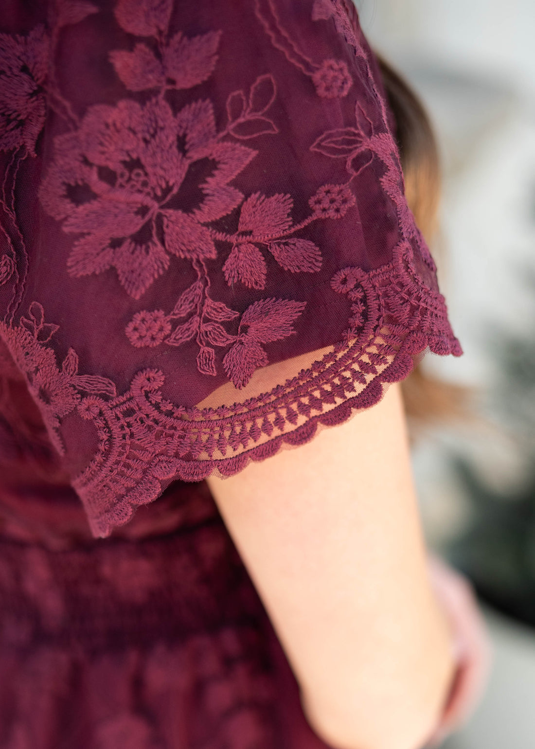 Susannah Wine Lace Dress