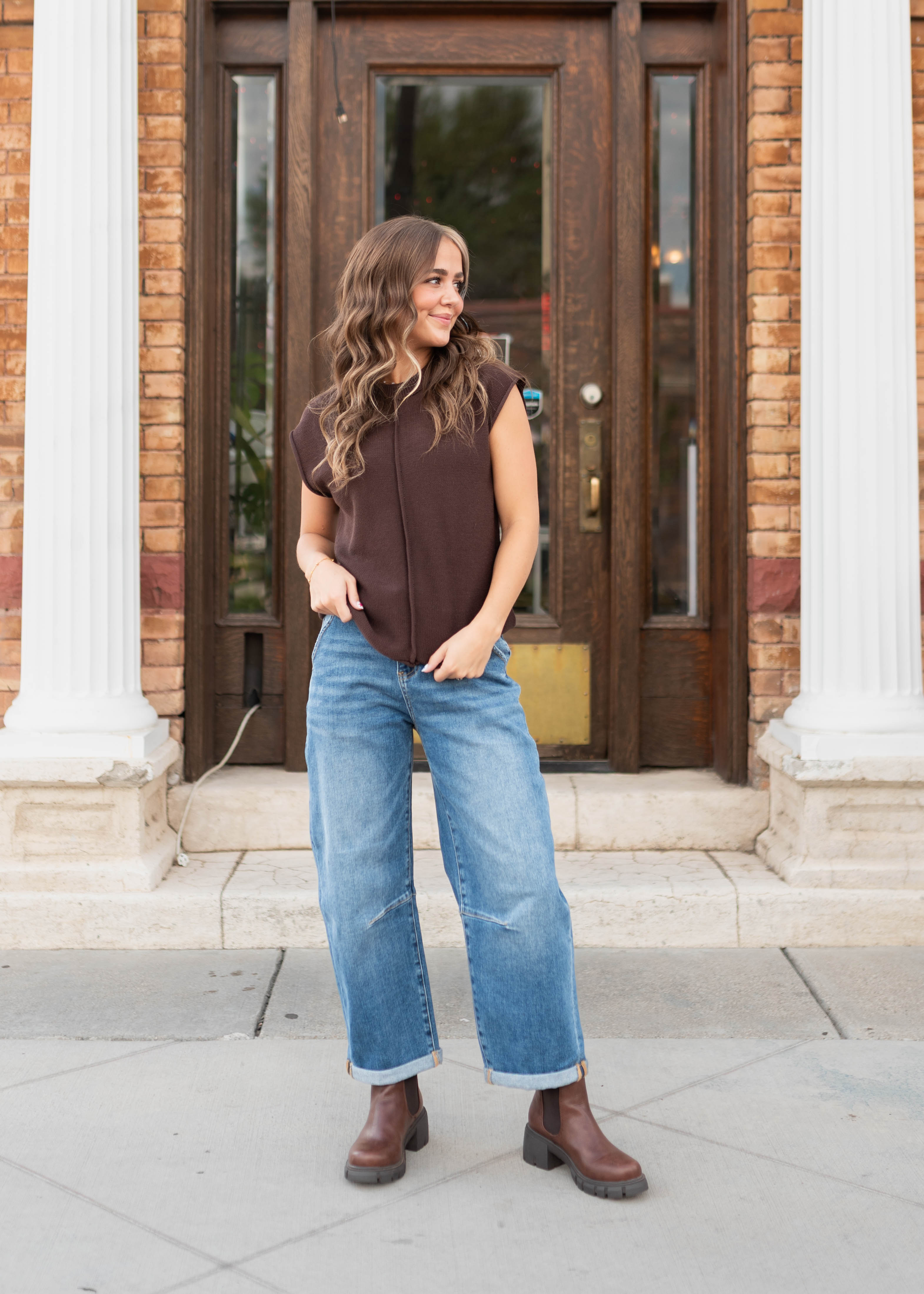 Tara Brown Exposed Seam Sleeveless Sweater