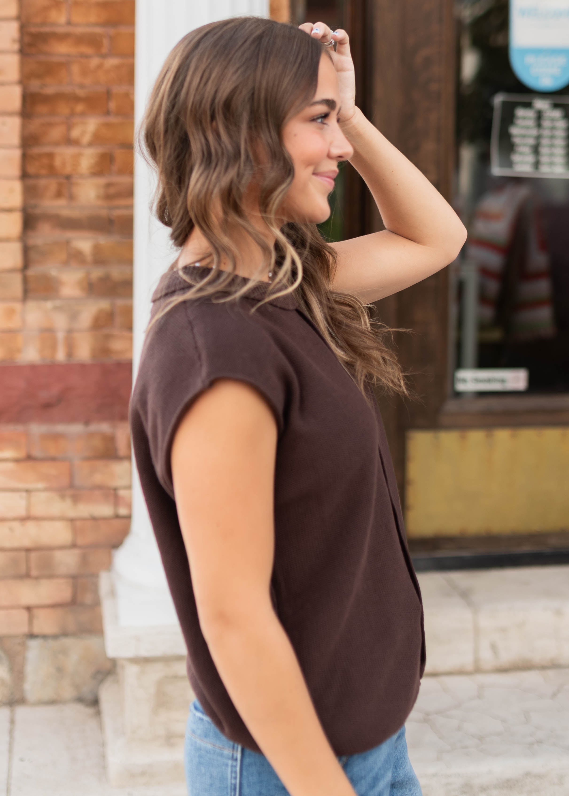 Tara Brown Exposed Seam Sleeveless Sweater