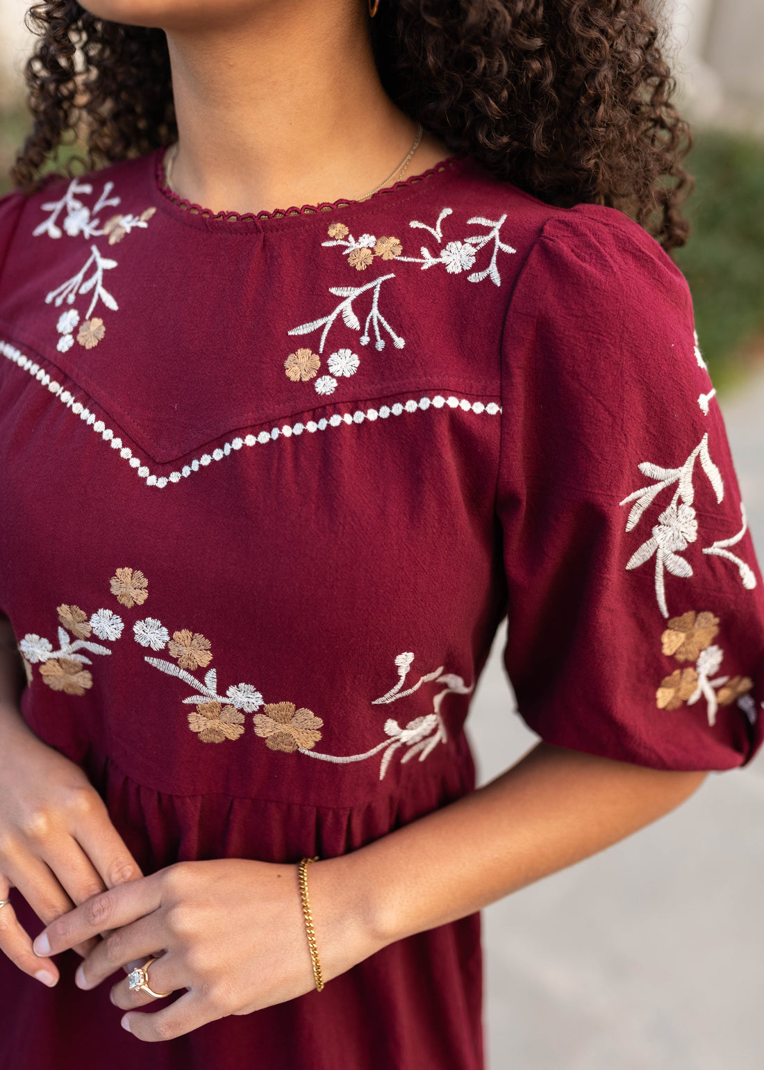 Taya Burgundy Floral Dress
