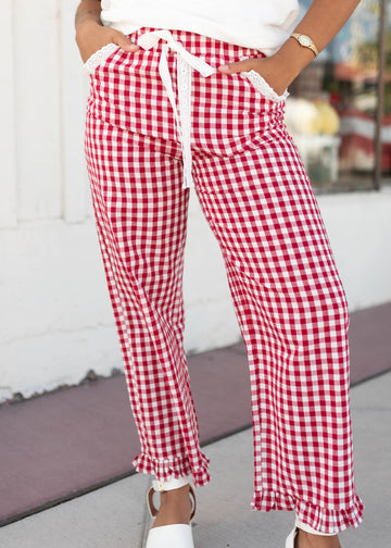 Tess Red Gingham Pants