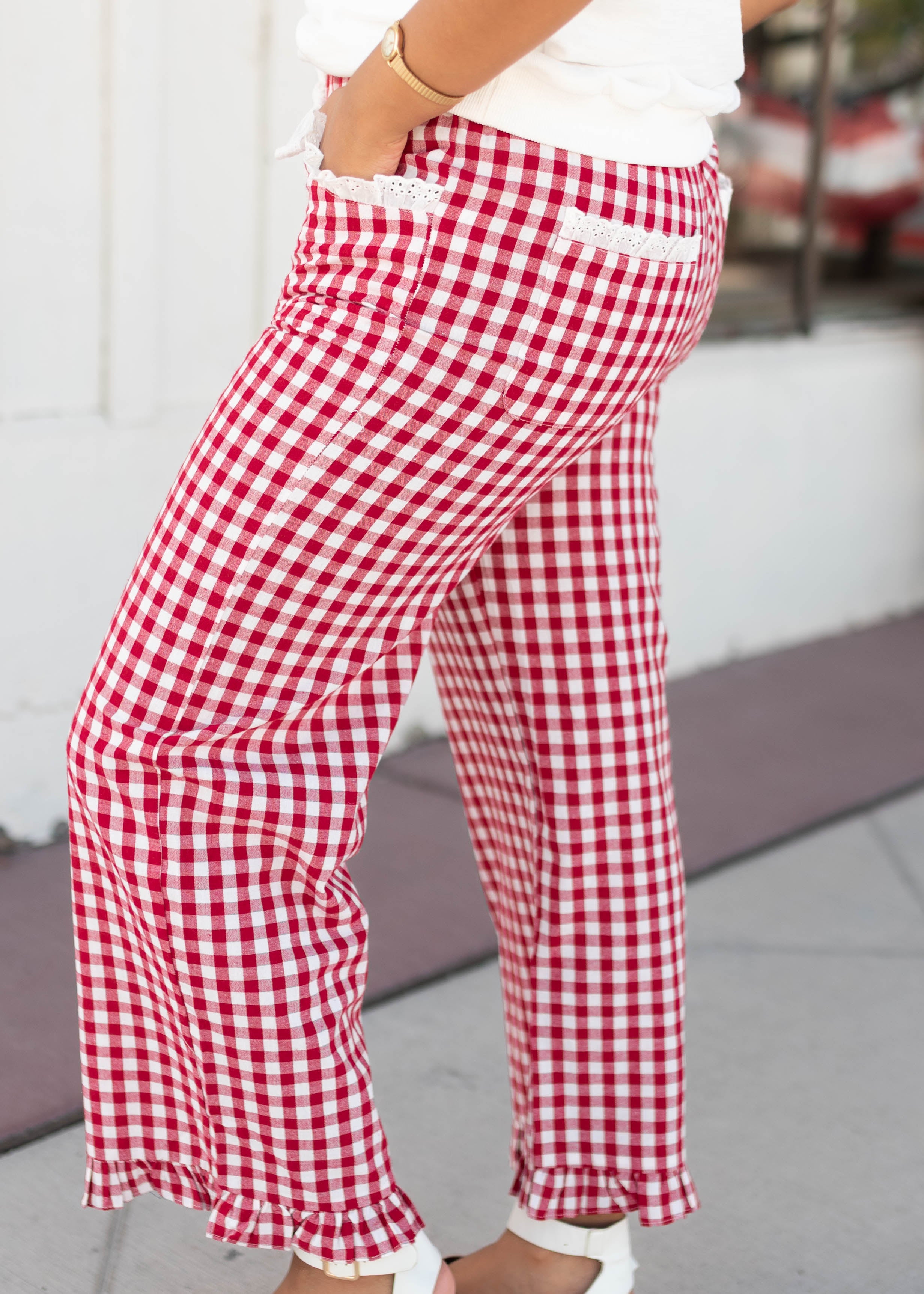 Tess Red Gingham Pants