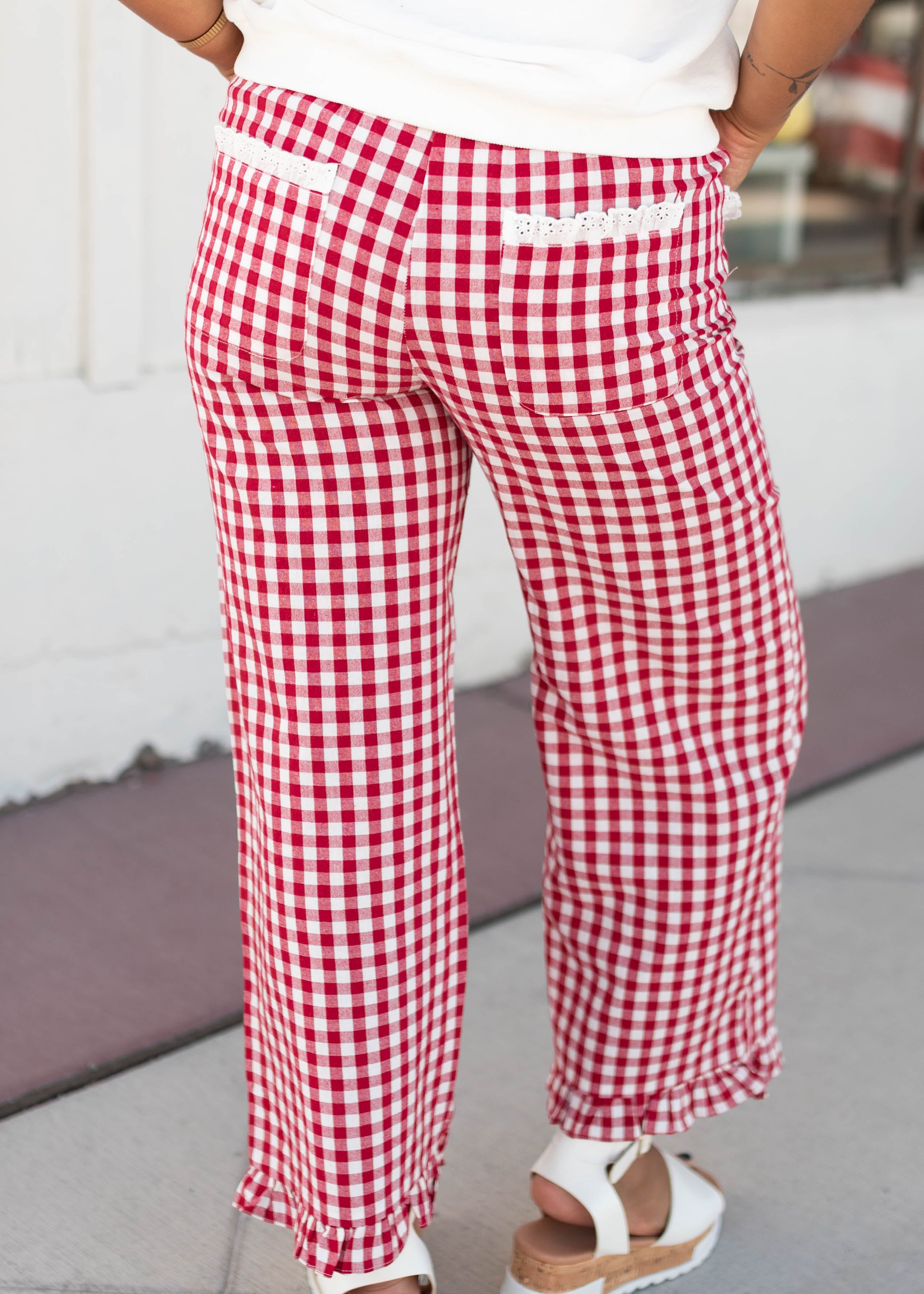 Tess Red Gingham Pants