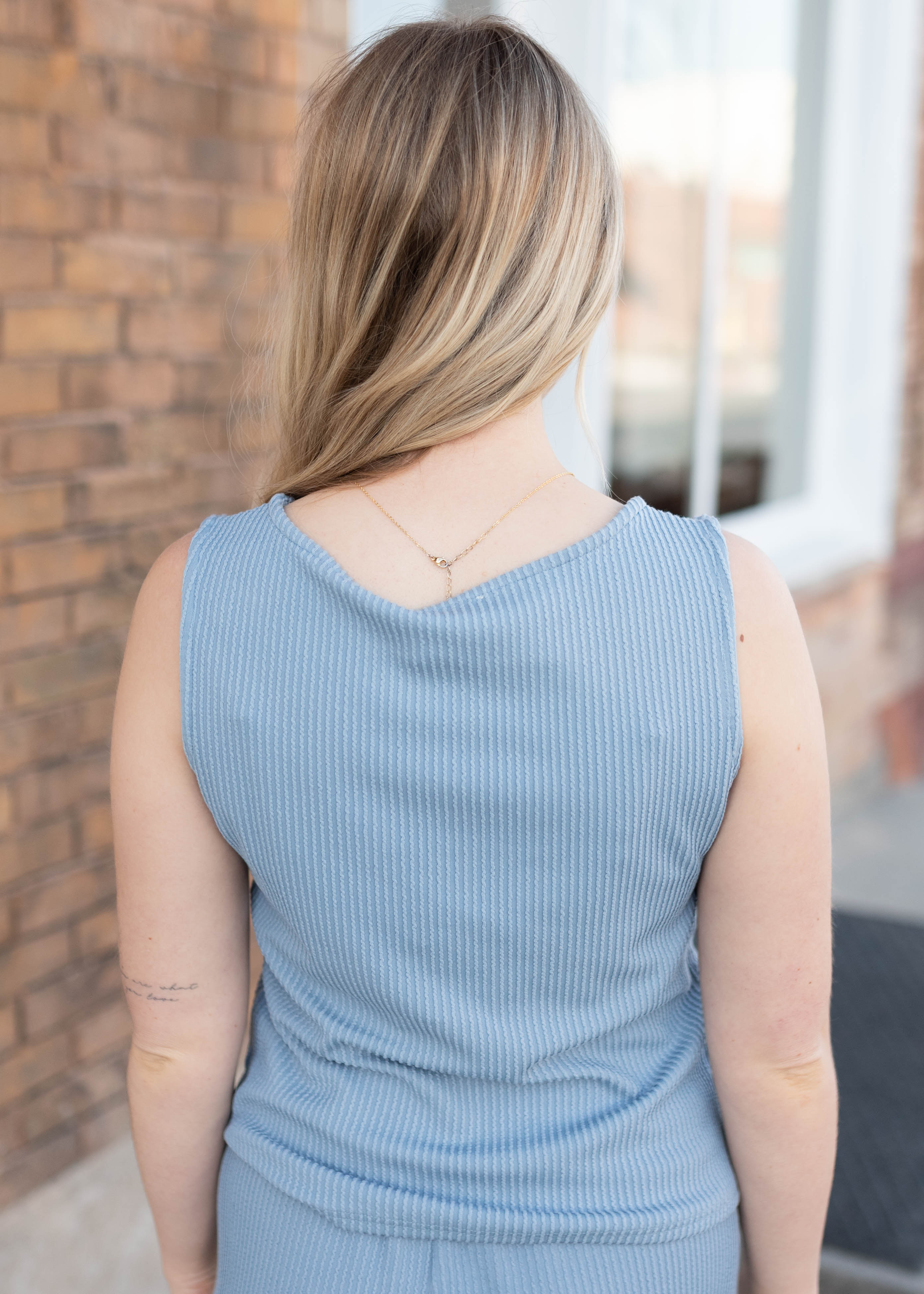 Tiffany Dusty Blue Textured Top