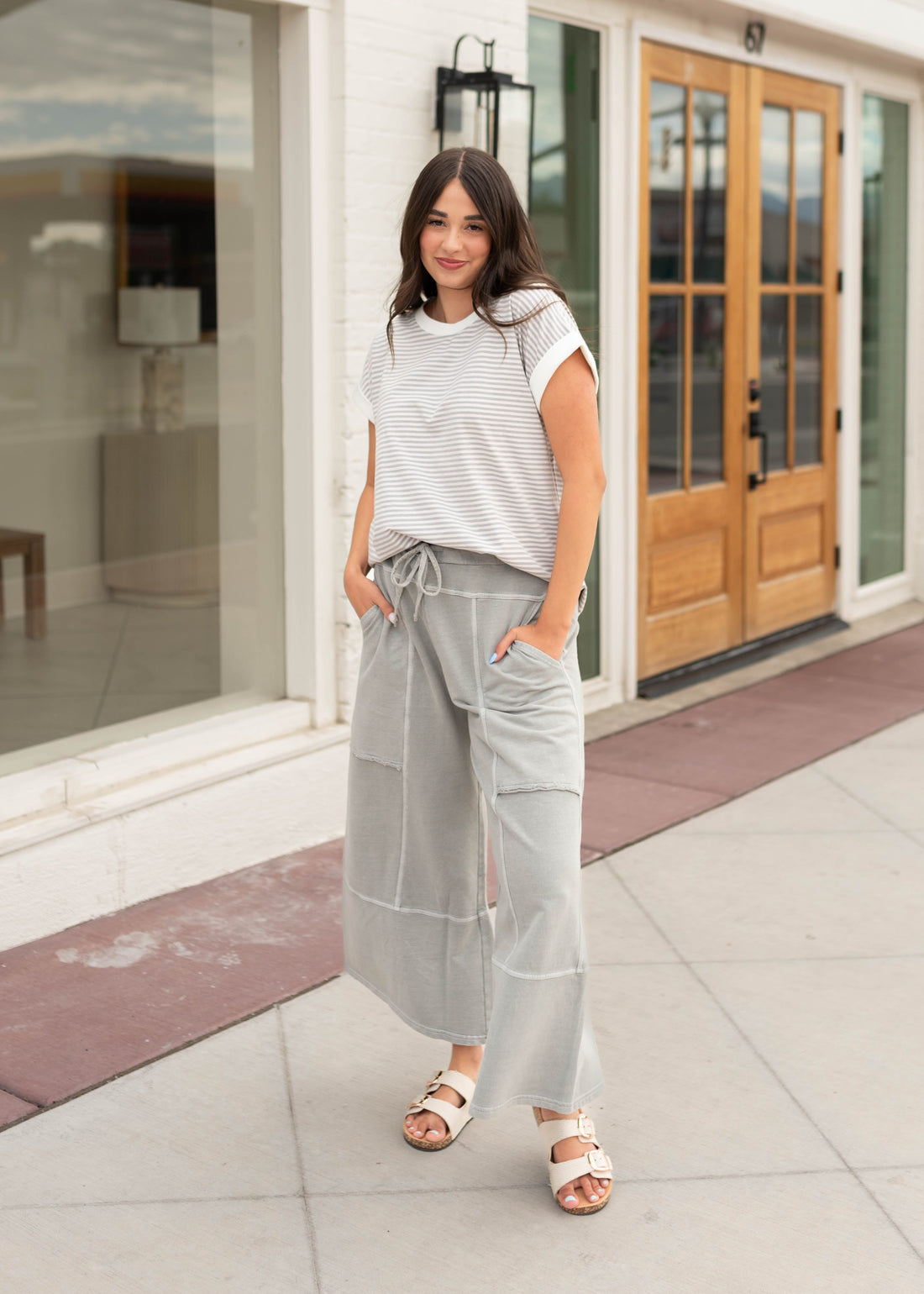 Tilly Stone Grey Wide Leg Pants