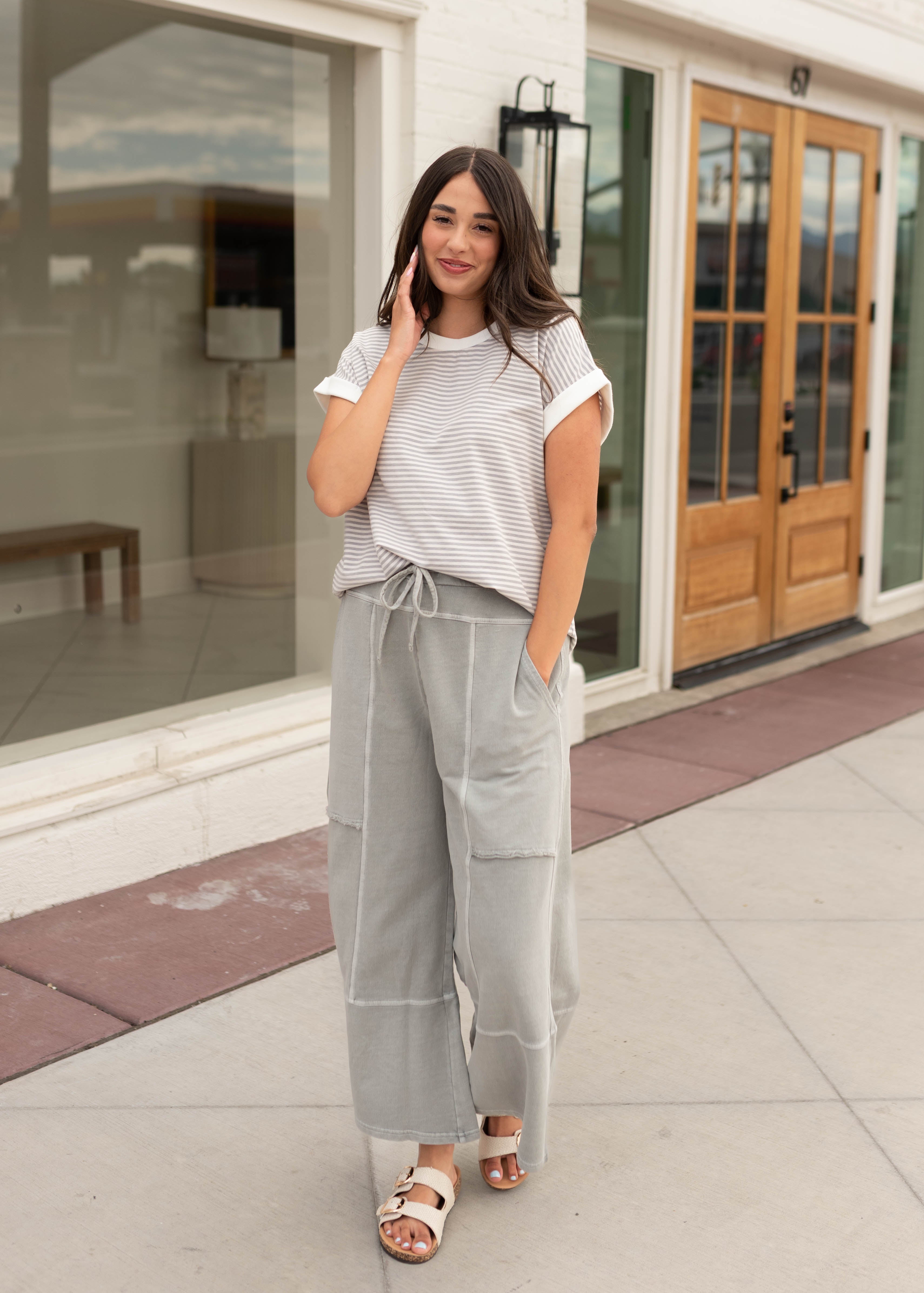 Tilly Stone Grey Wide Leg Pants