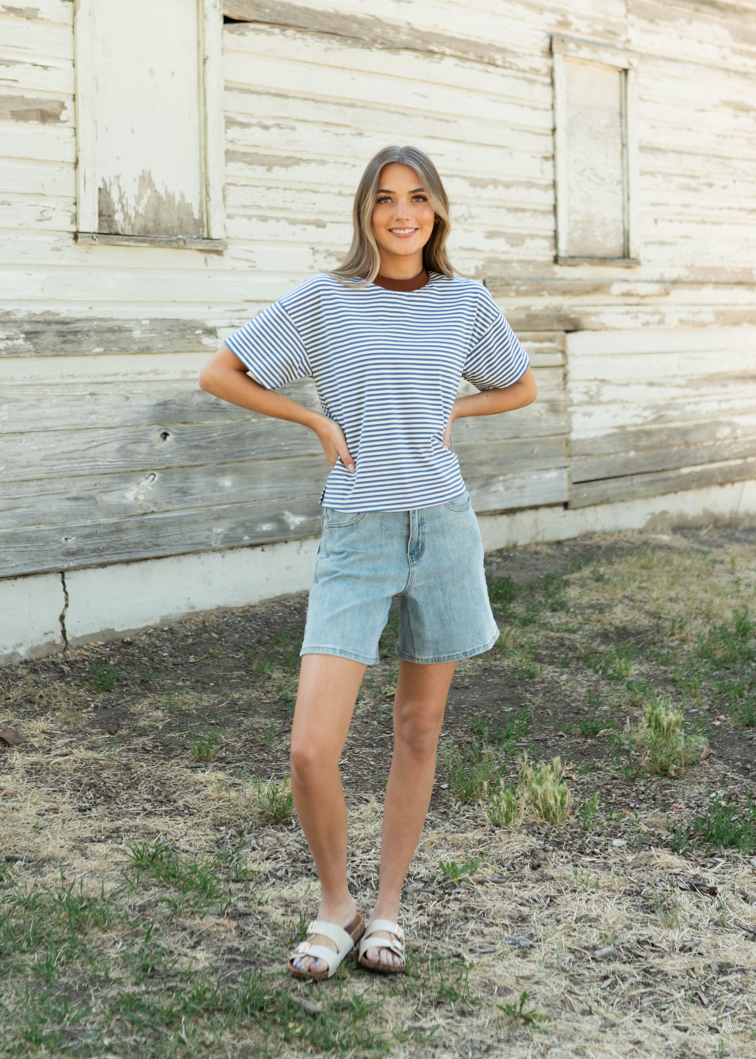 Tory Blue Striped Top