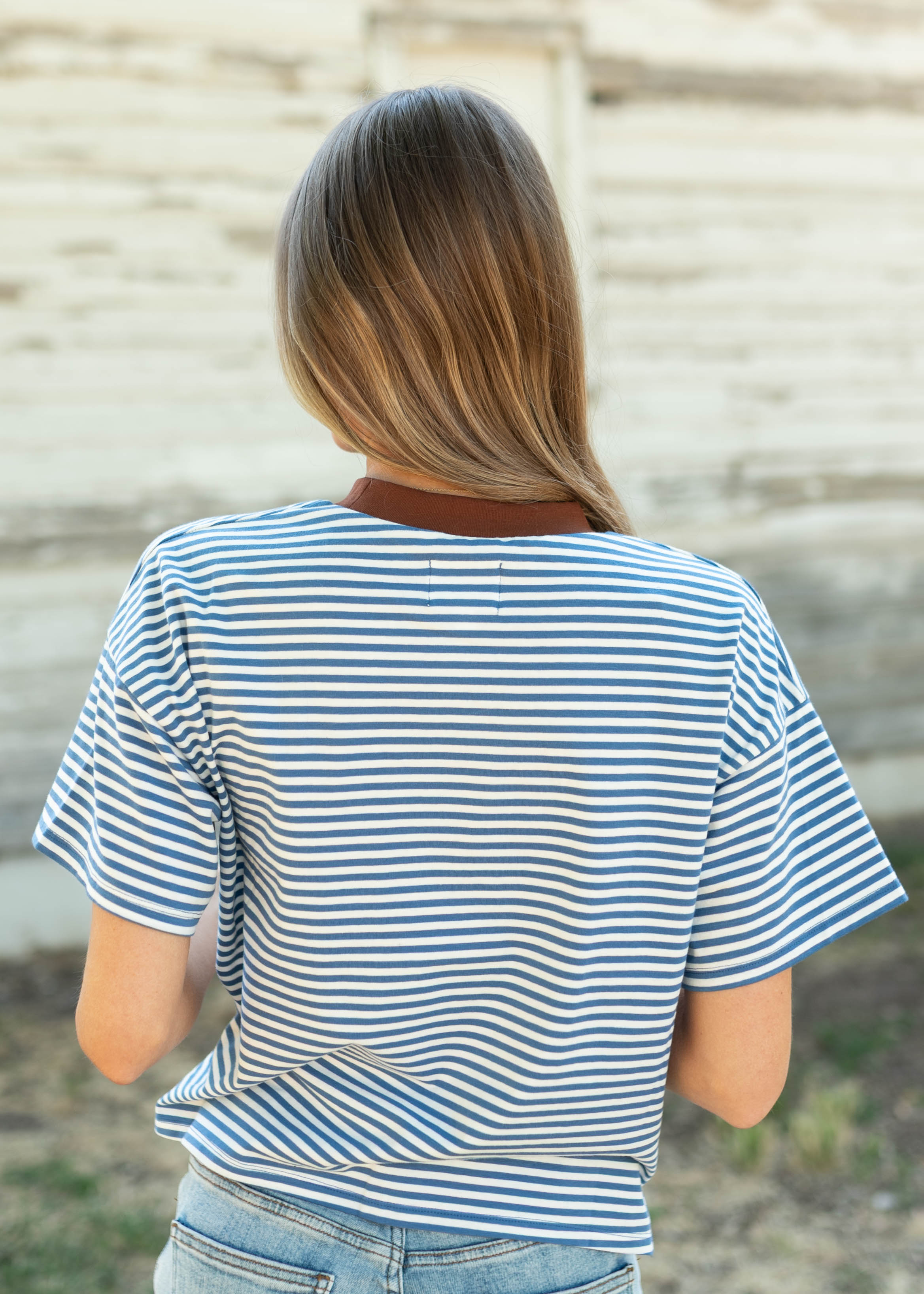 Tory Blue Striped Top