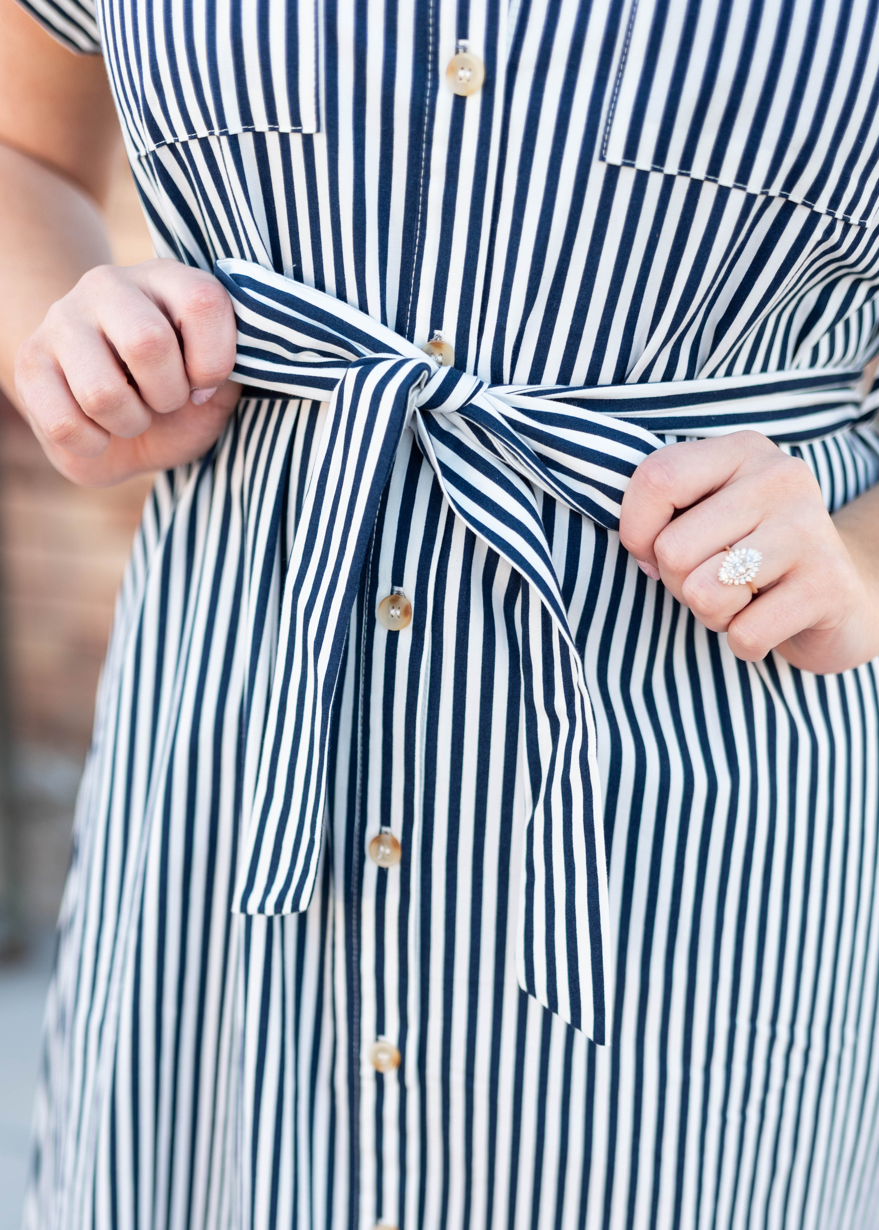 Valerie Navy Striped Collared Dress