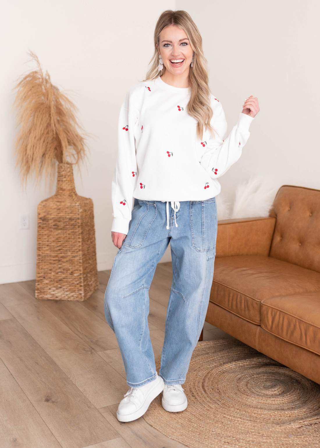Valerie White Cherry Pullover