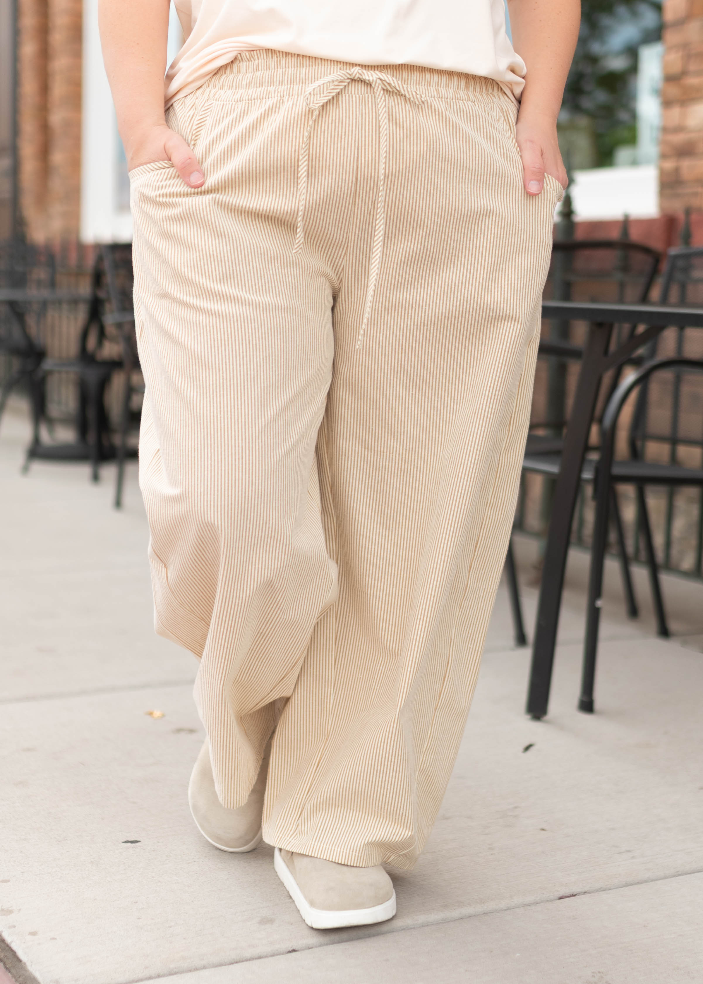 Vivian Tan Striped Pants