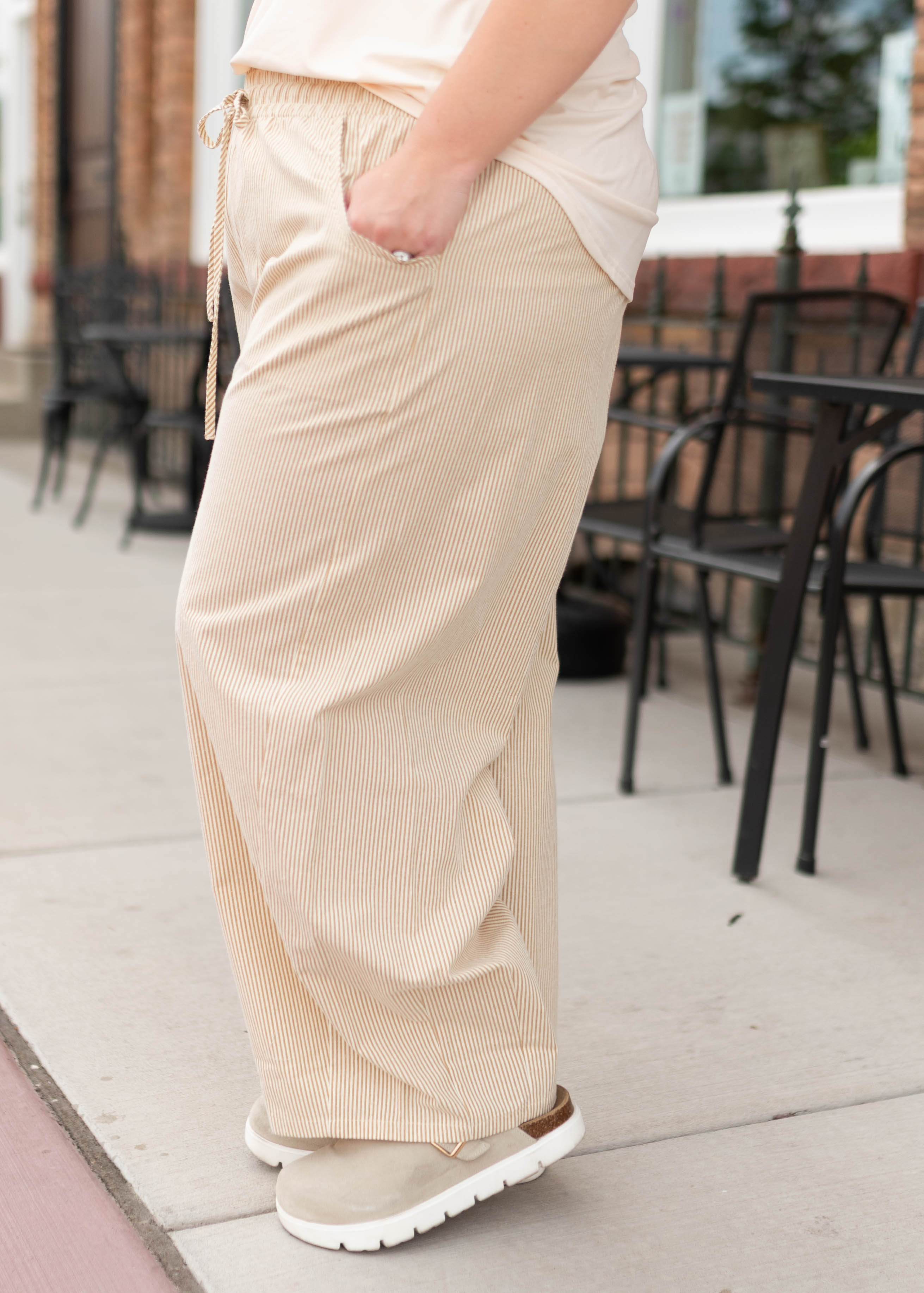 Vivian Tan Striped Pants