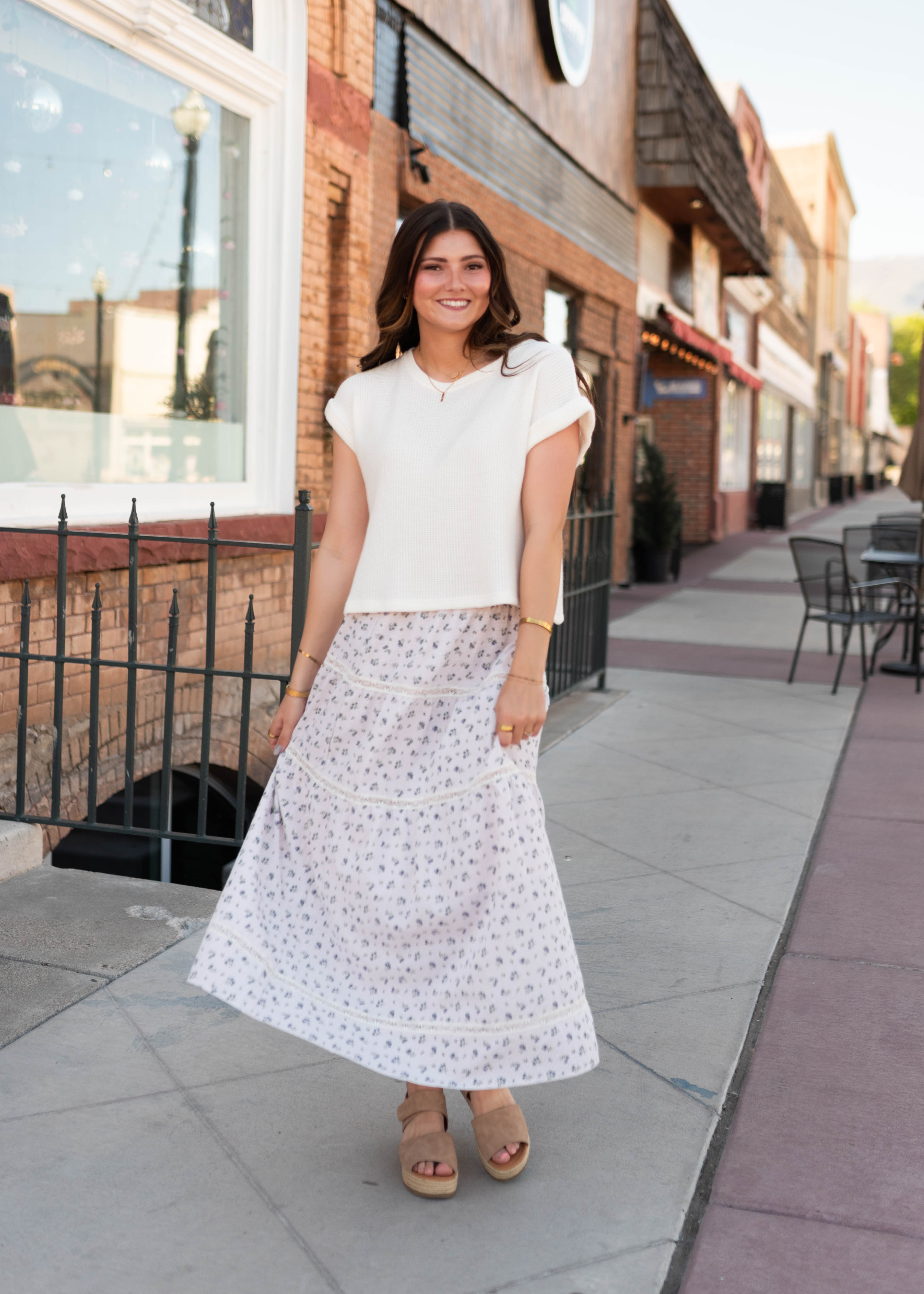 Willow Taupe Floral Skirt