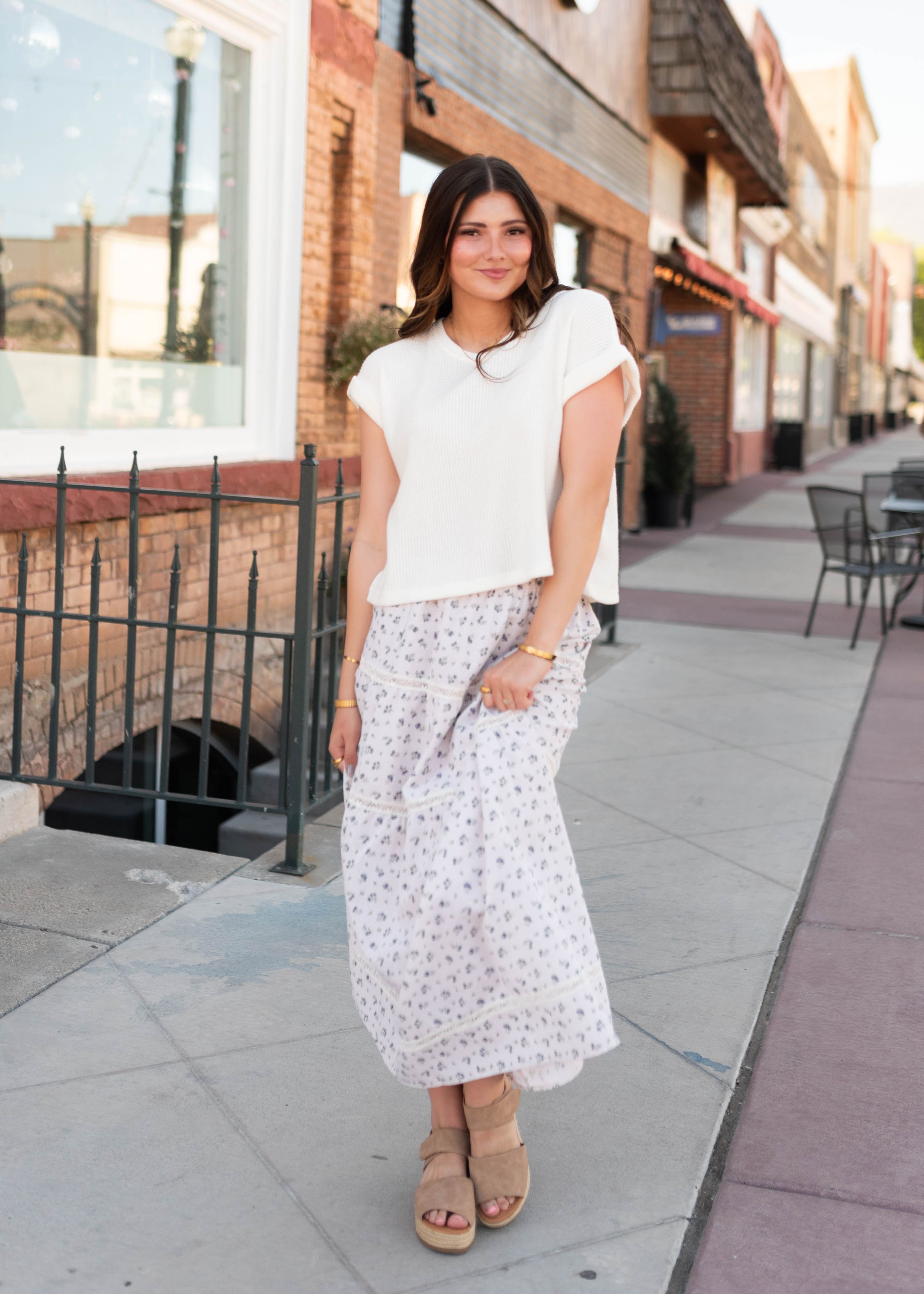 Willow Taupe Floral Skirt