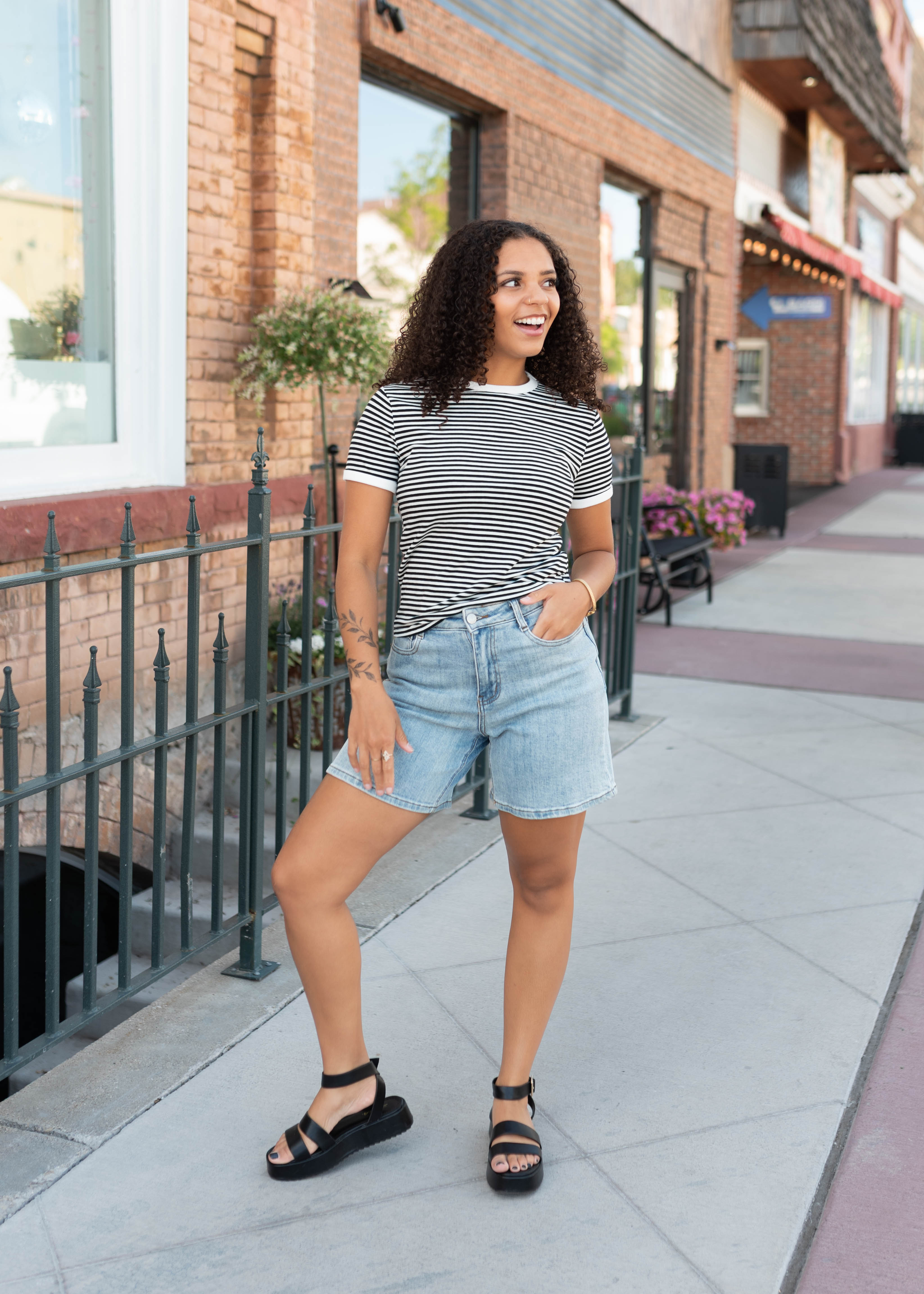 Wren Black Striped Top