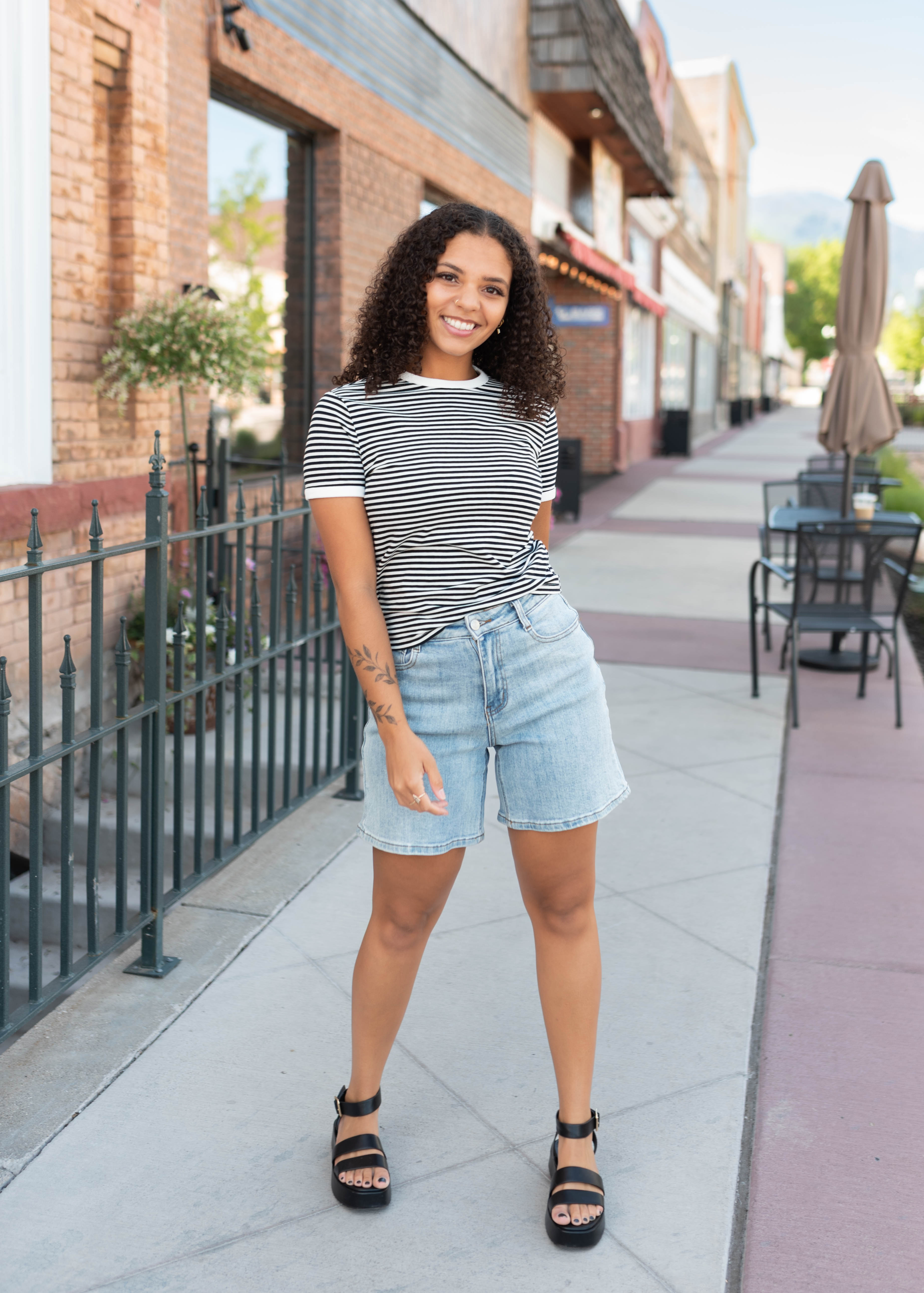 Wren Black Striped Top