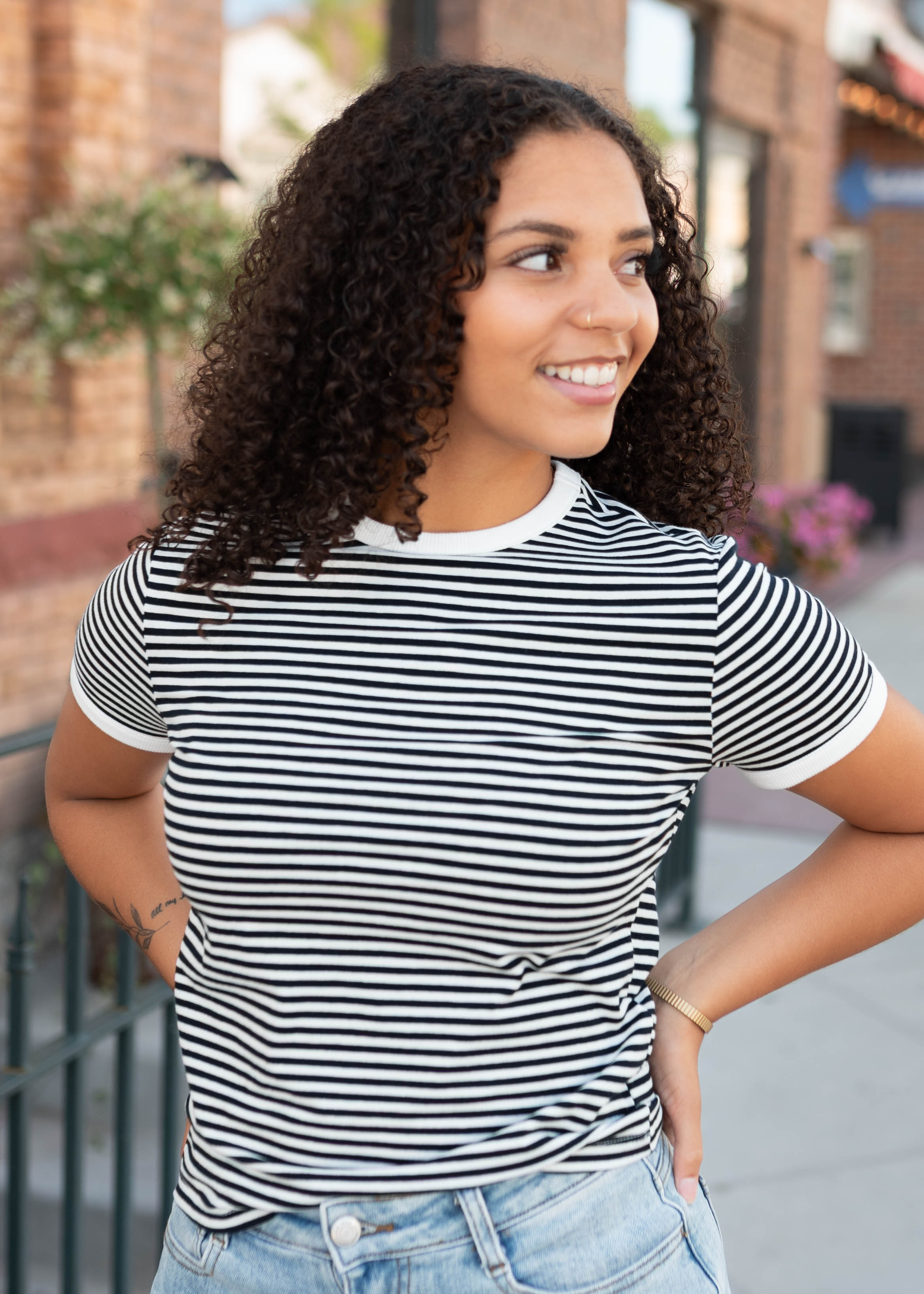 Wren Black Striped Top
