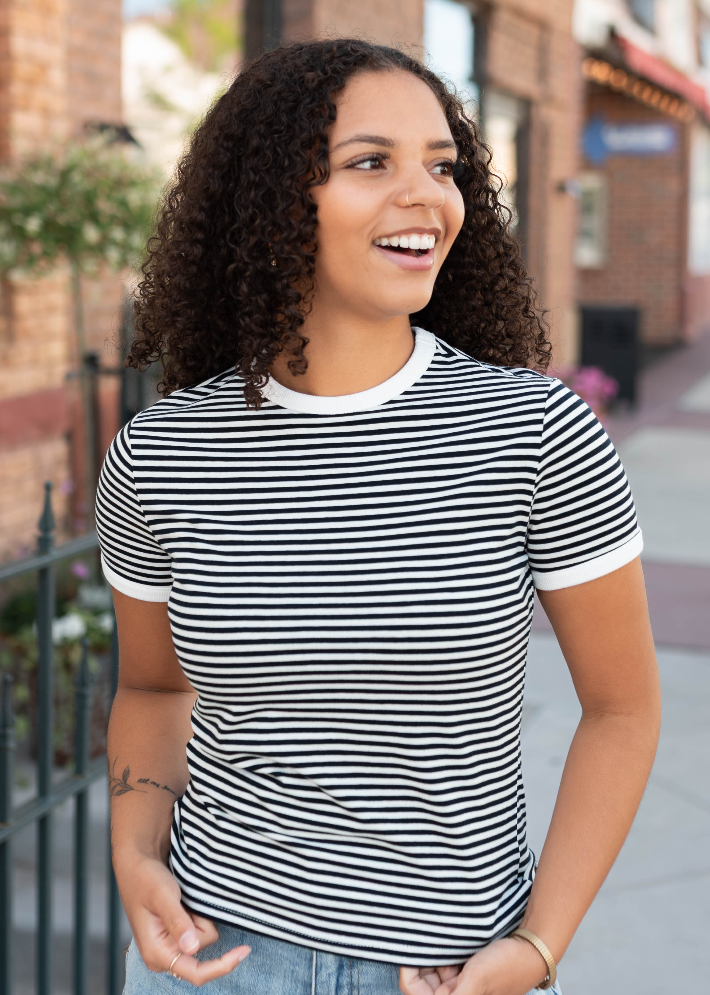 Wren Black Striped Top