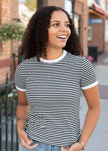 Wren Black Striped Top
