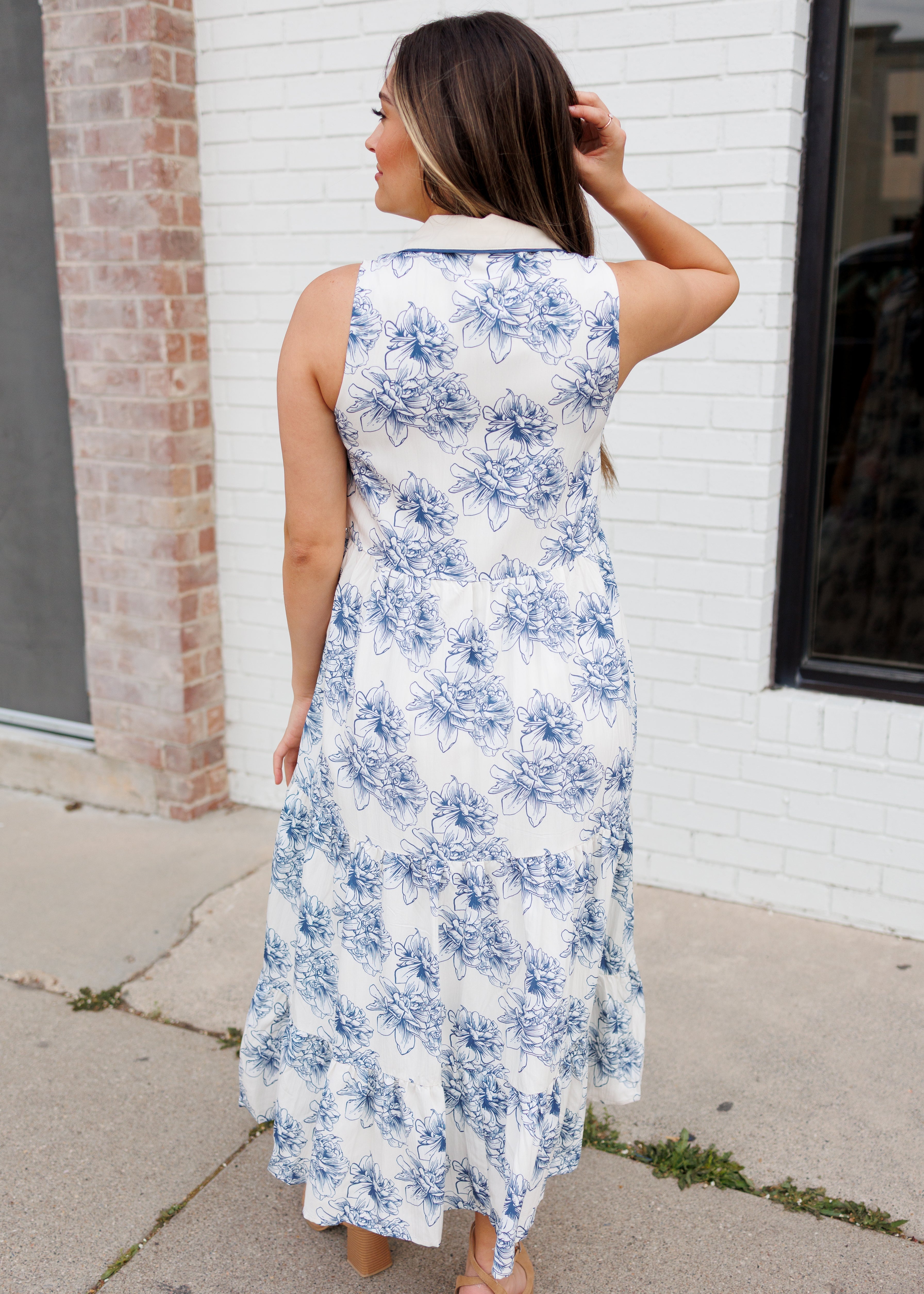 Zoey Blue Floral Collared Dress