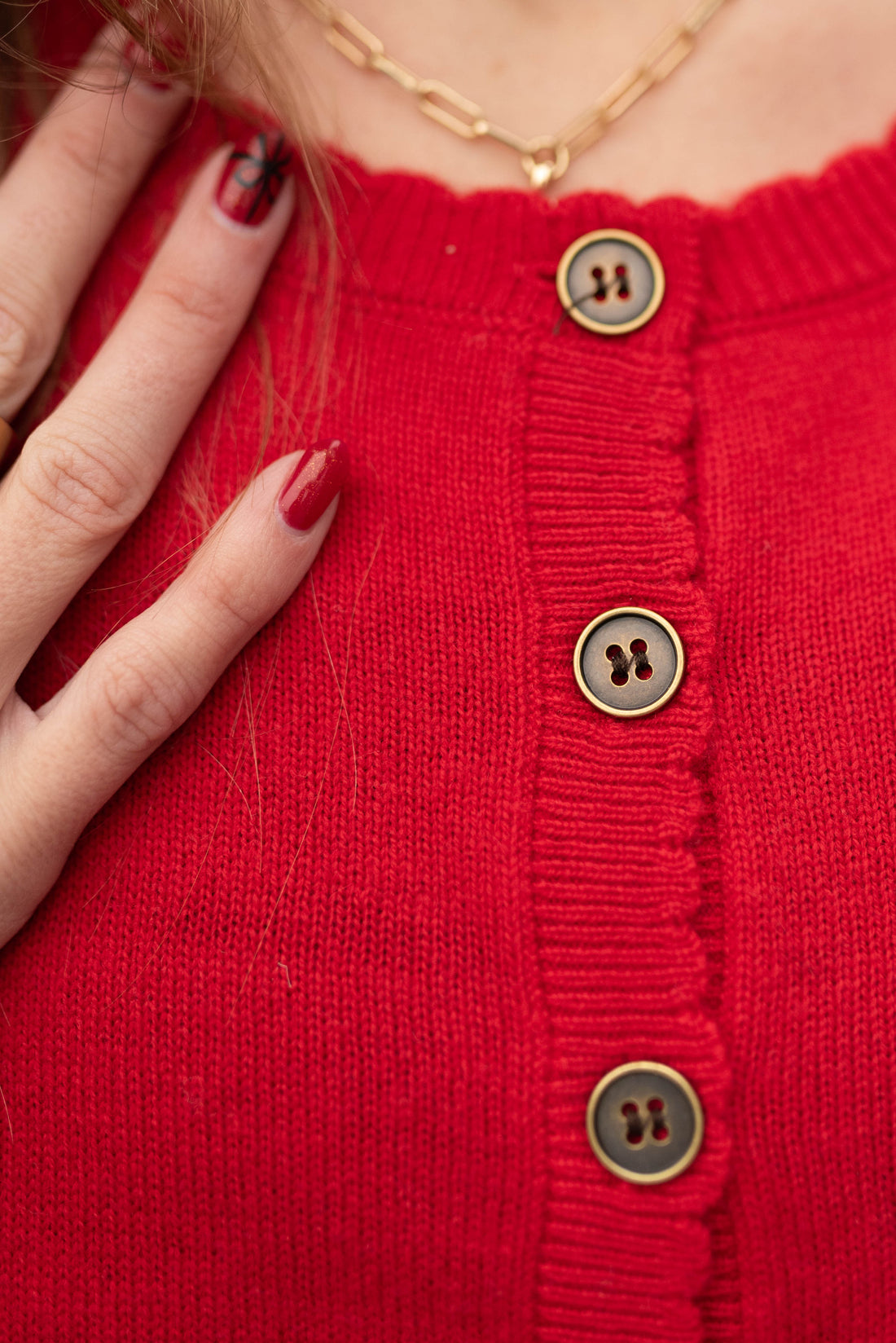 Zoe Red Button Up Sweater