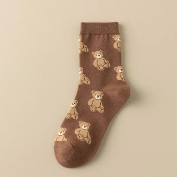 Sonya Brown & Tan Teddy Bear Socks
