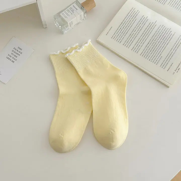Priscilla Yellow Ruffle Socks