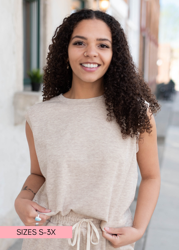 Baylee Taupe Short Sleeve Sweater