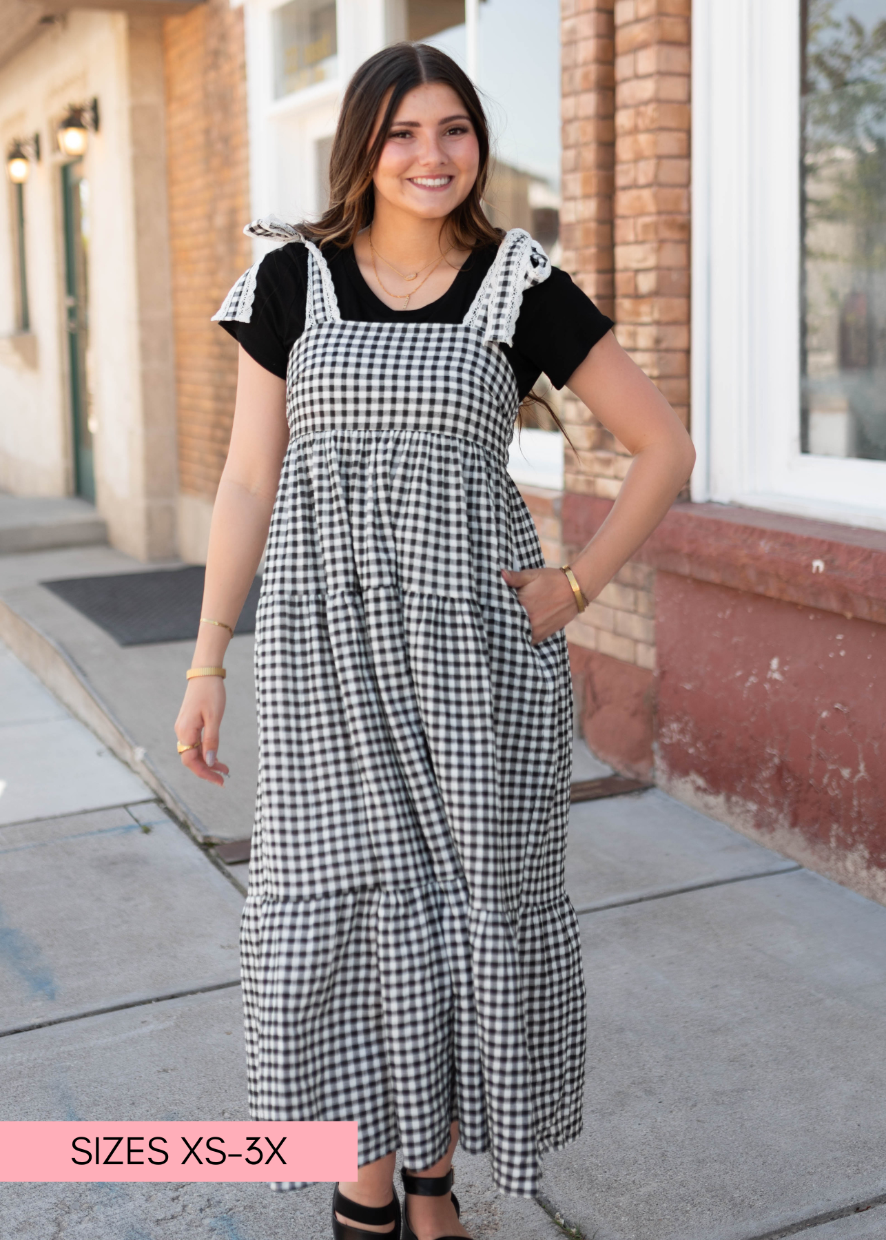 Florence Black Gingham Dress
